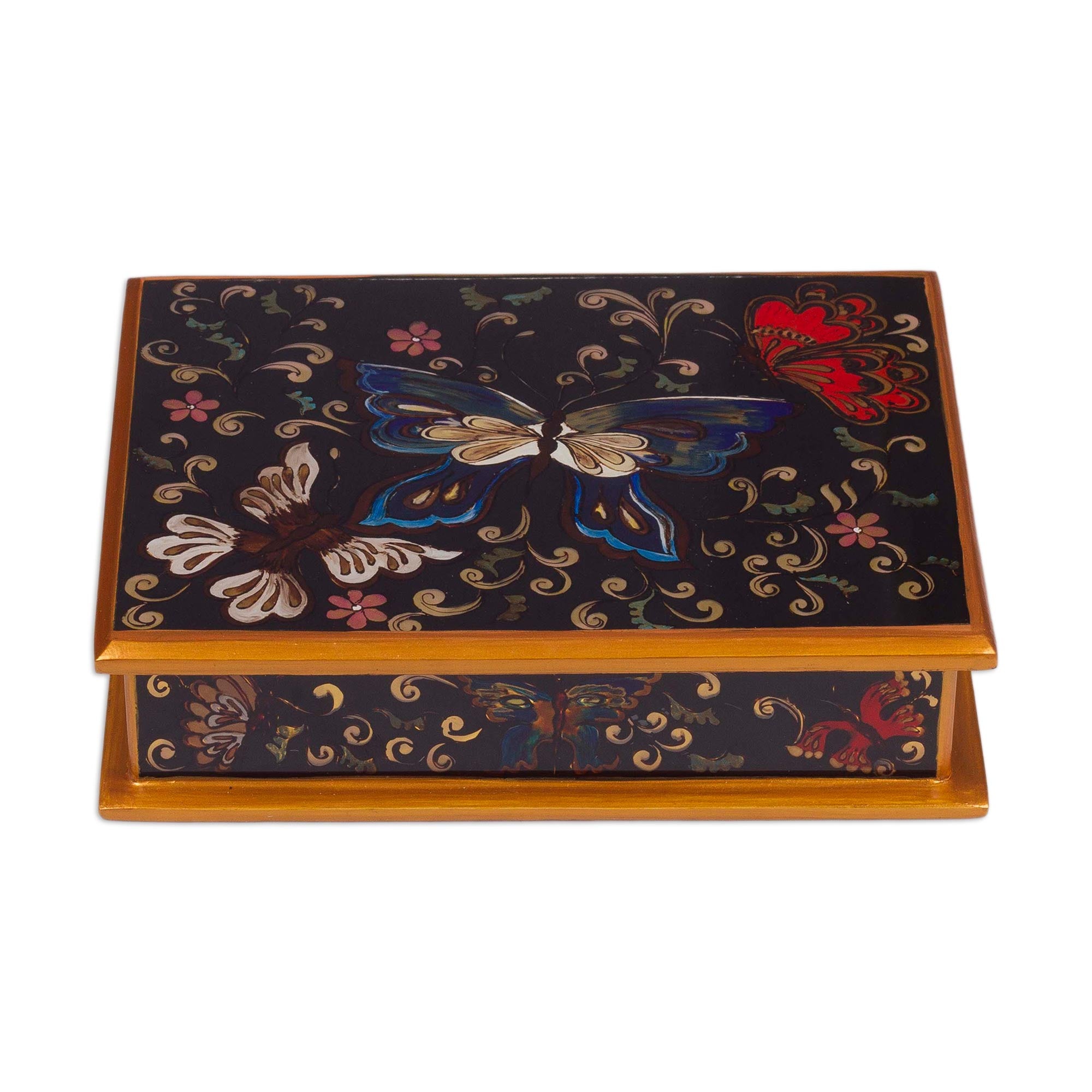 Premium Hand-Painted Glass Jewelry Box with Night Flutters Design