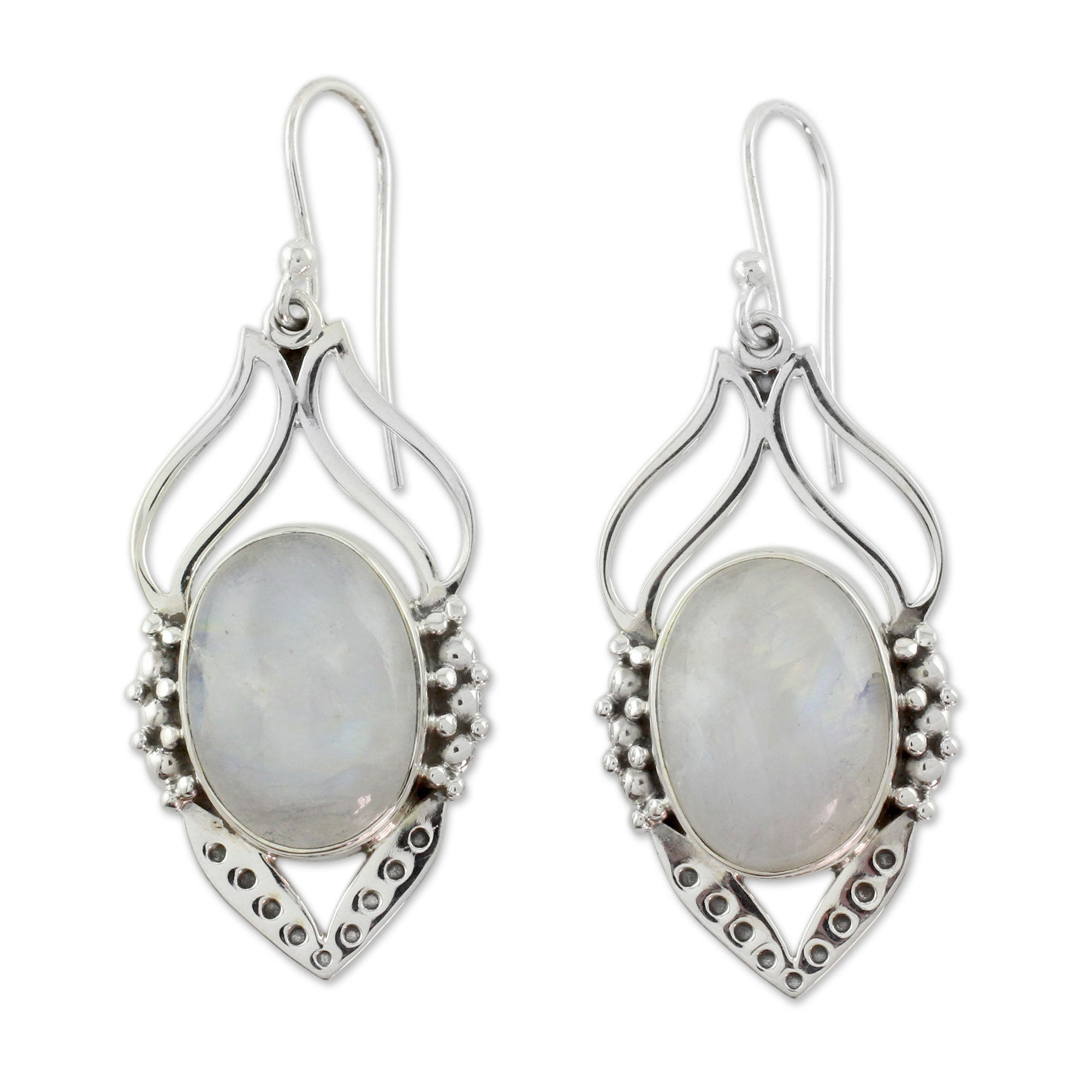 Premium Moonstone Dangle Earrings - Handcrafted Elegance