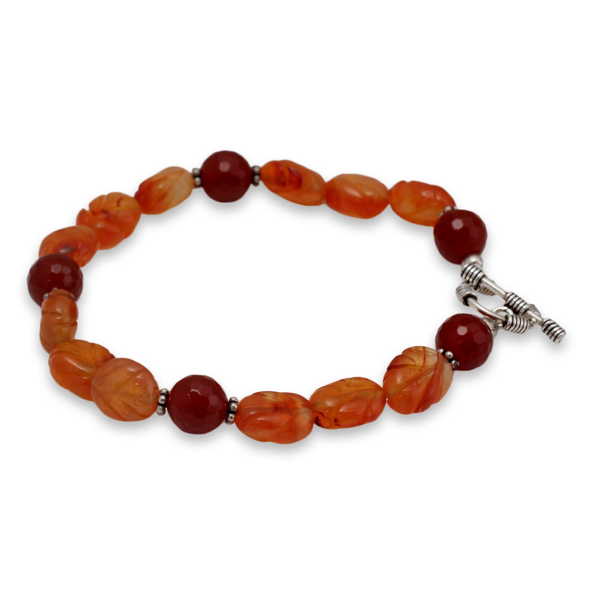 Premium Sunset Forest Carnelian Beaded Bracelet – Handcrafted Elegance