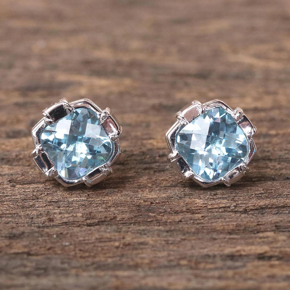 Ultimate Elegance Blue Topaz & Silver Stud Earrings