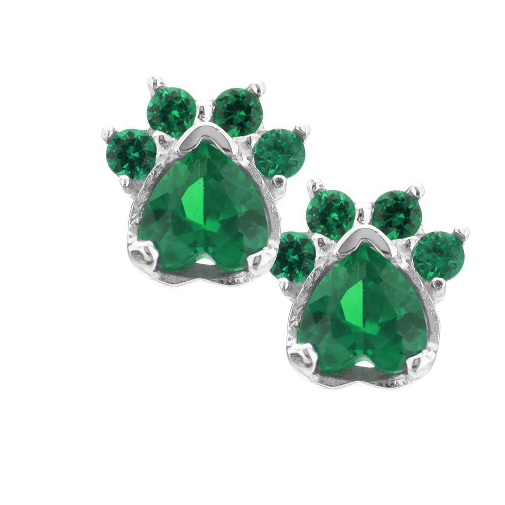 Premium Paw Print Birthstone Earrings | Fair Trade & Hypoallergenic