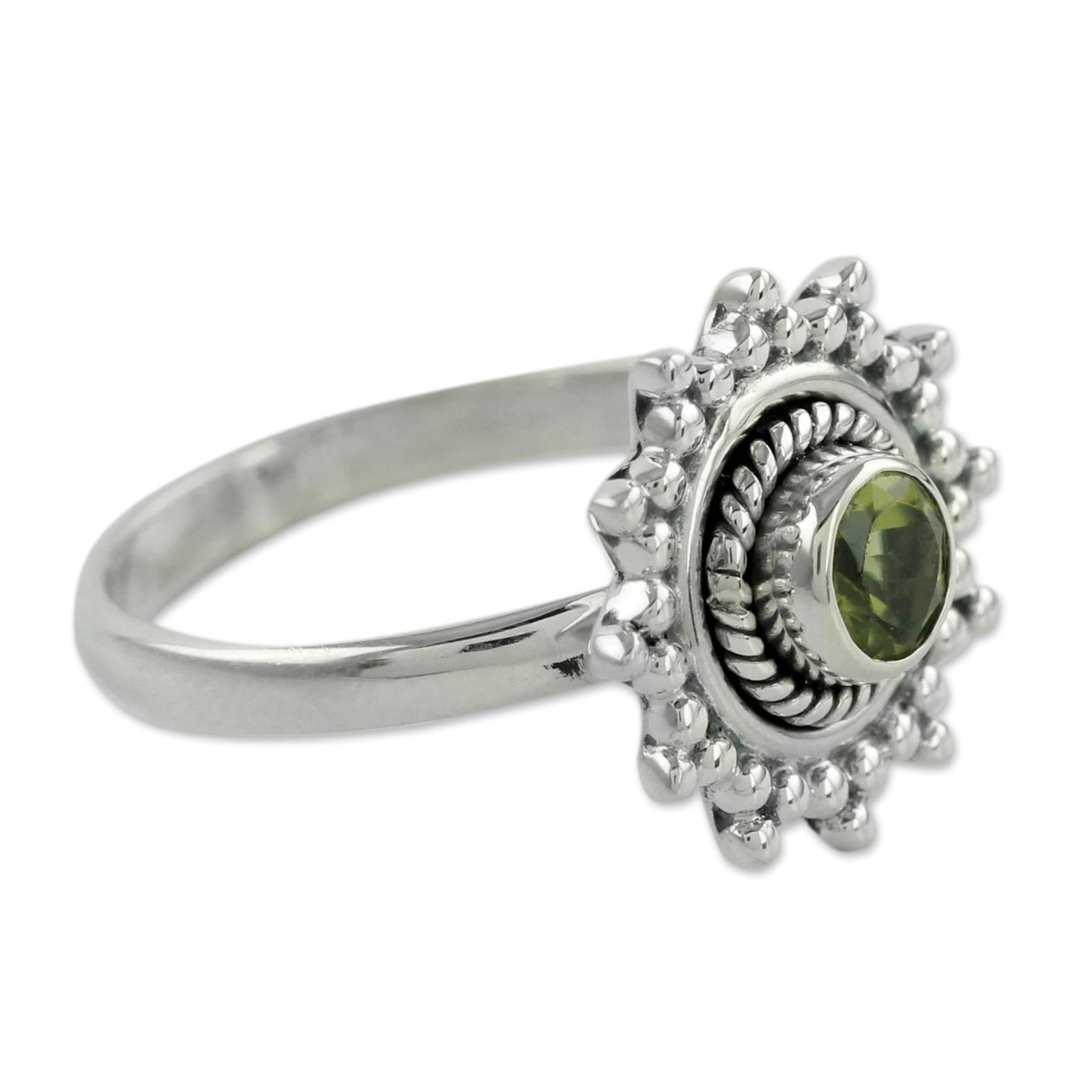 Premium Lime Princess Peridot Solitaire Ring - August Birthstone Jewelry