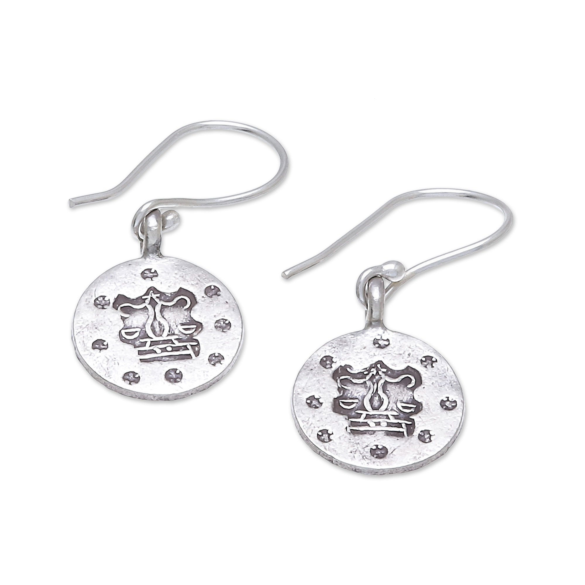 Premium Karen Silver Libra Dangle Earrings - Handcrafted in Thailand