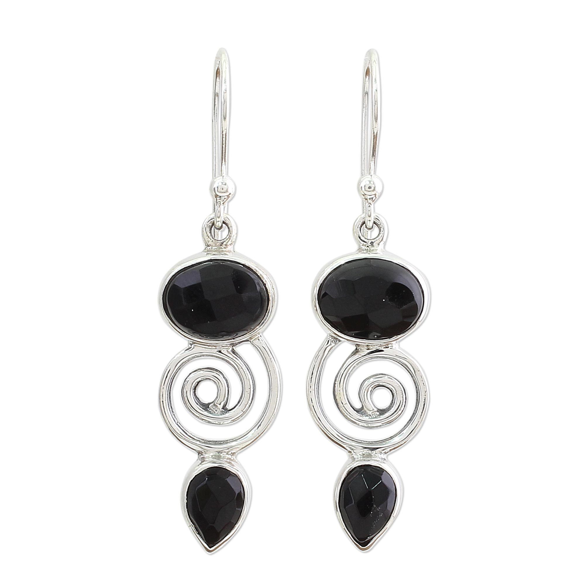 Premium Onyx & Sterling Silver Dangle Earrings - Elegant Handcrafted Jewelry