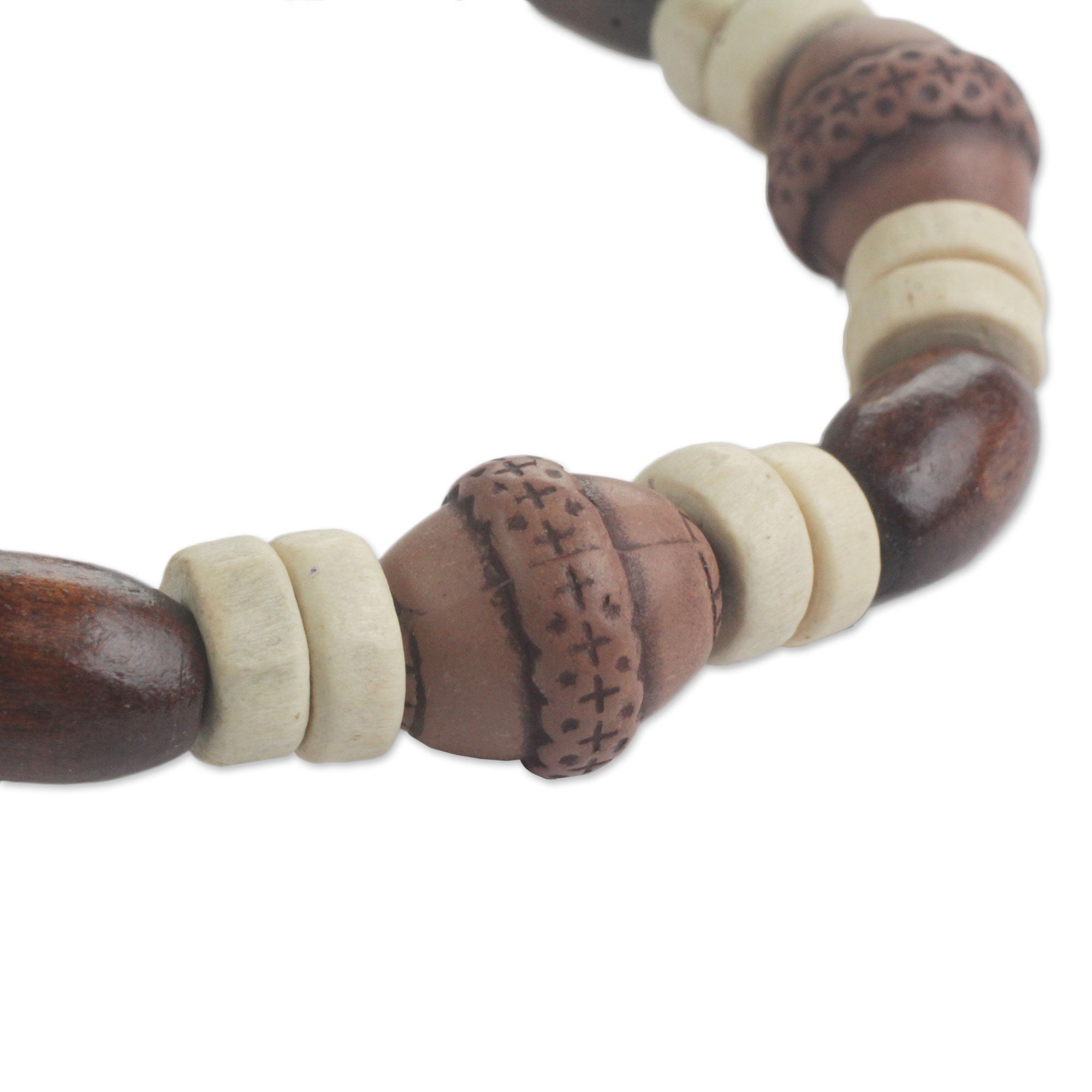 Premium Earthy Charm Stretch Bracelet - Handcrafted in Ghana with Recycled Materials