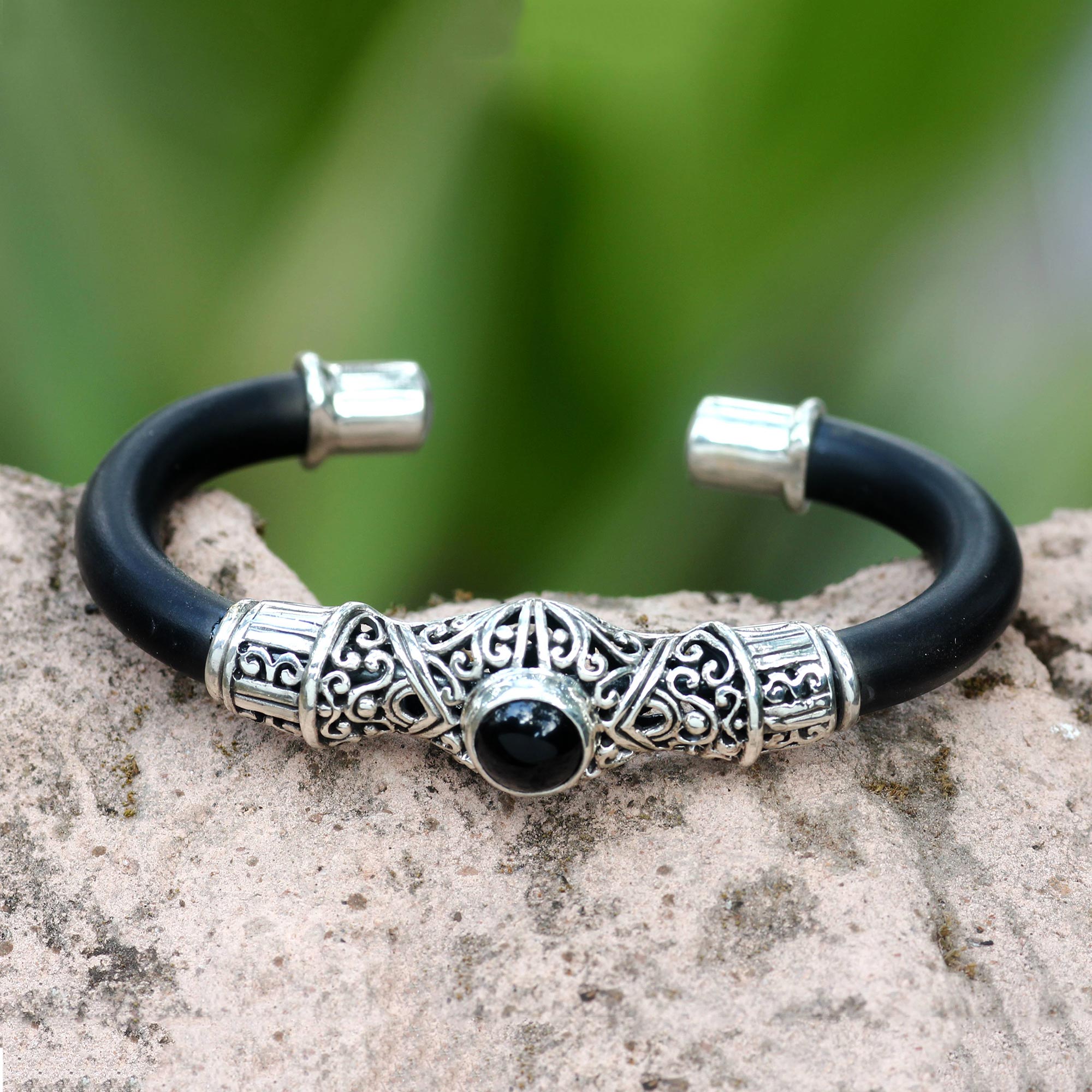 Premium Dark Moon Sterling Silver Cuff Bracelet