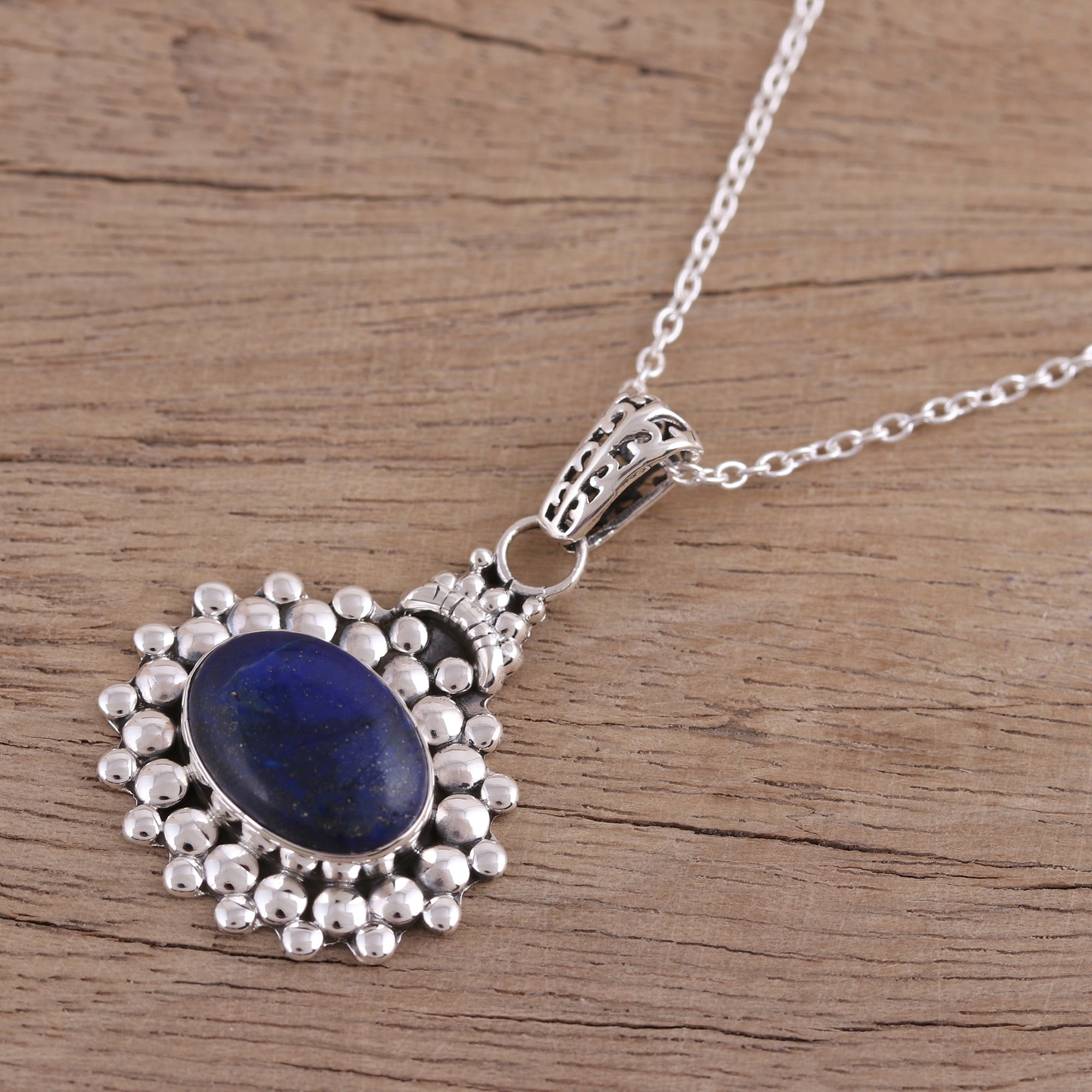 Premium Lapis Lazuli and Sterling Silver Pendant Necklace - Jewel of Jaipur Collection