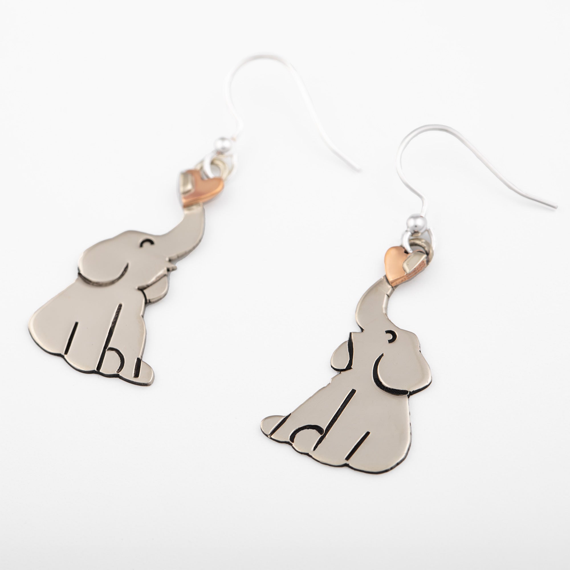 Premium Mixed Metal Elephant Love Earrings