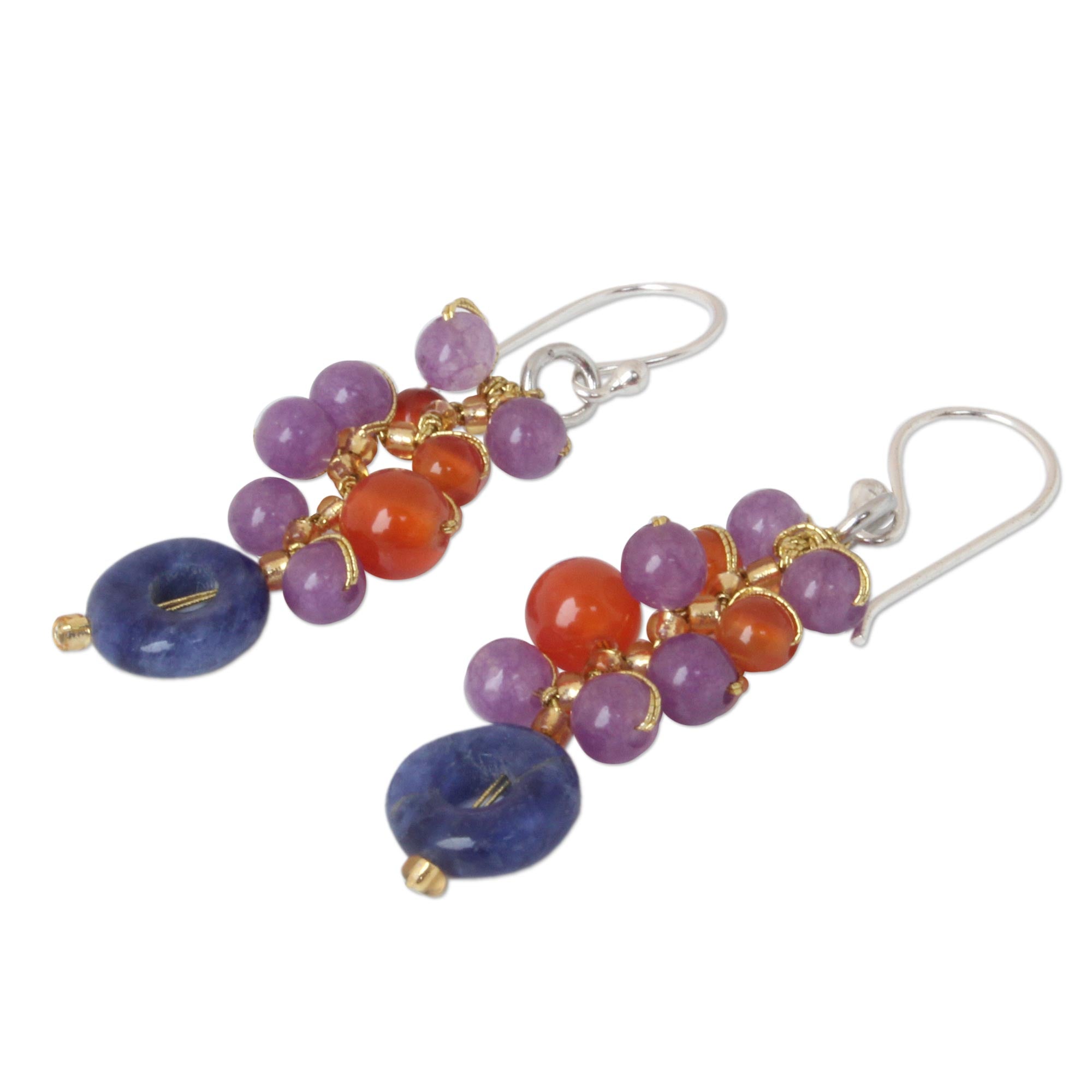 Premium Radiant Multi-Gemstone Dangle Earrings - Handcrafted Elegance