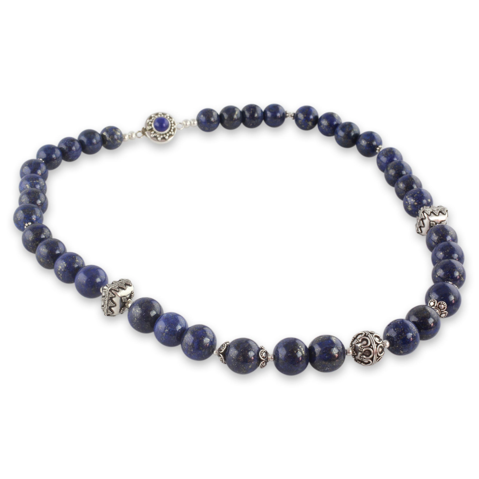 Premium Handmade Lapis Lazuli & Sterling Silver Beaded Necklace