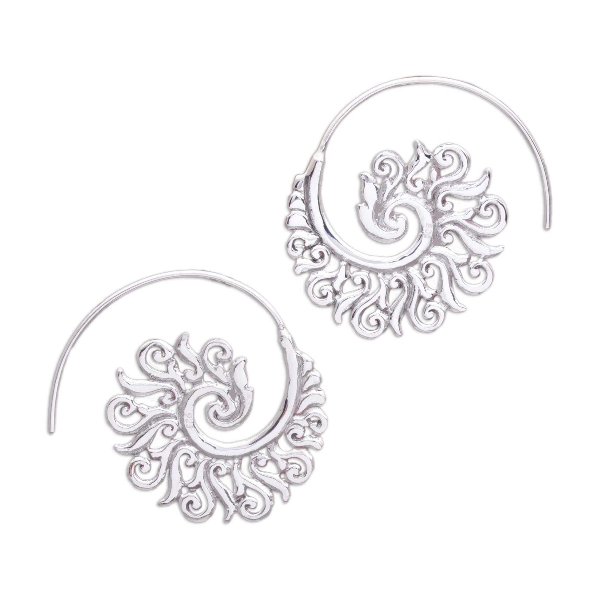 Premium Spiral Beauty 925 Sterling Silver Half Hoop Earrings – Handmade in Indonesia