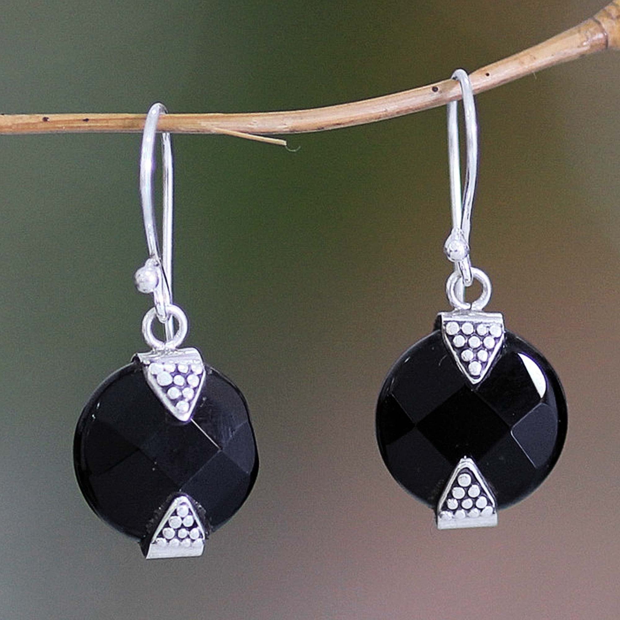 Premium Sylph Onyx Sterling Silver Dangle Earrings – Handcrafted in Indonesia