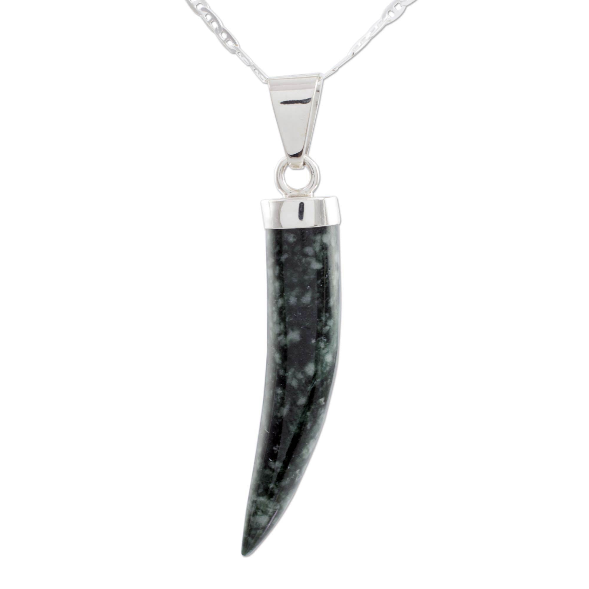 Premium Invincible Men's Sterling Silver & Jade Pendant Necklace