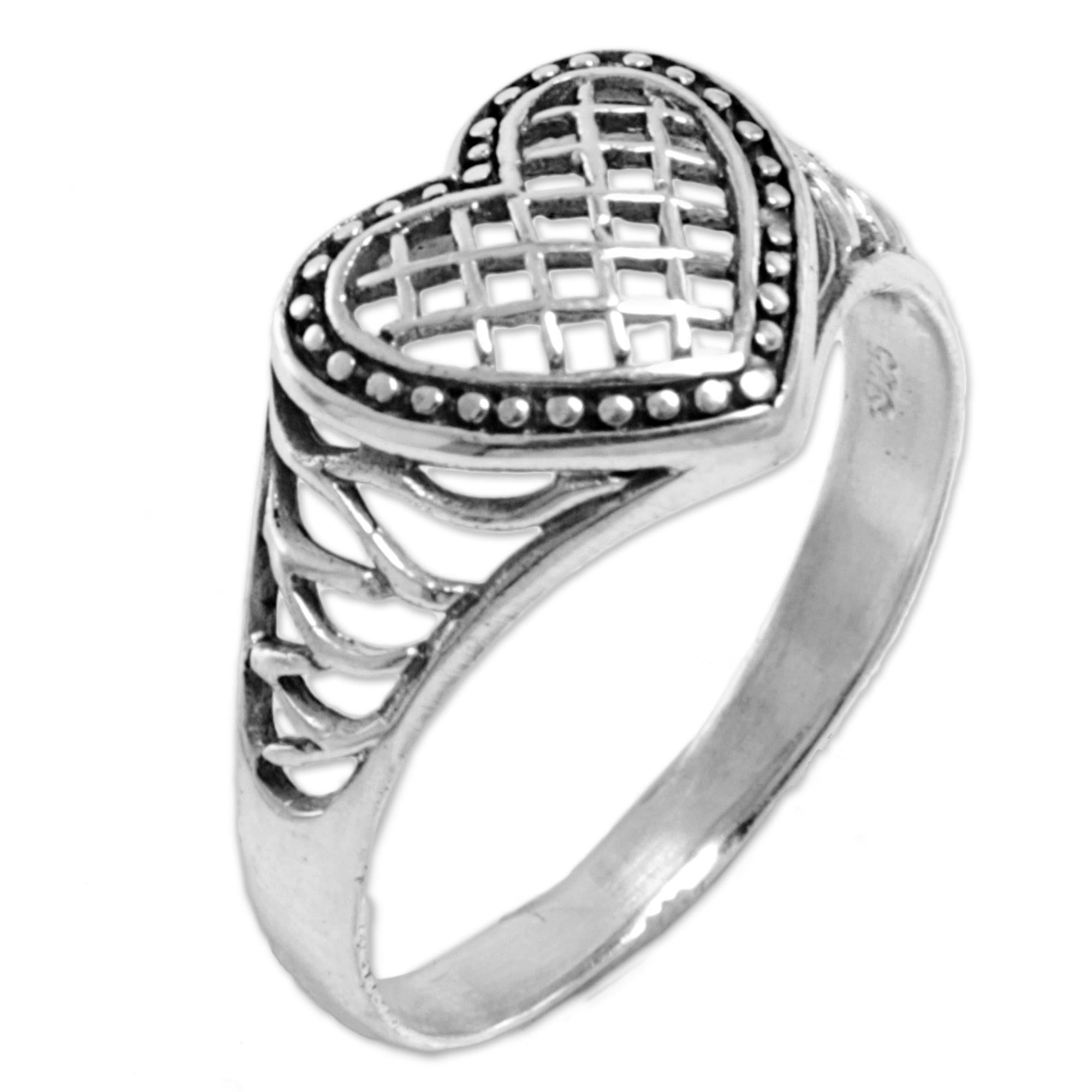 Premium Bali Heart Sterling Silver Cocktail Ring – Handcrafted Jewelry from Indonesia