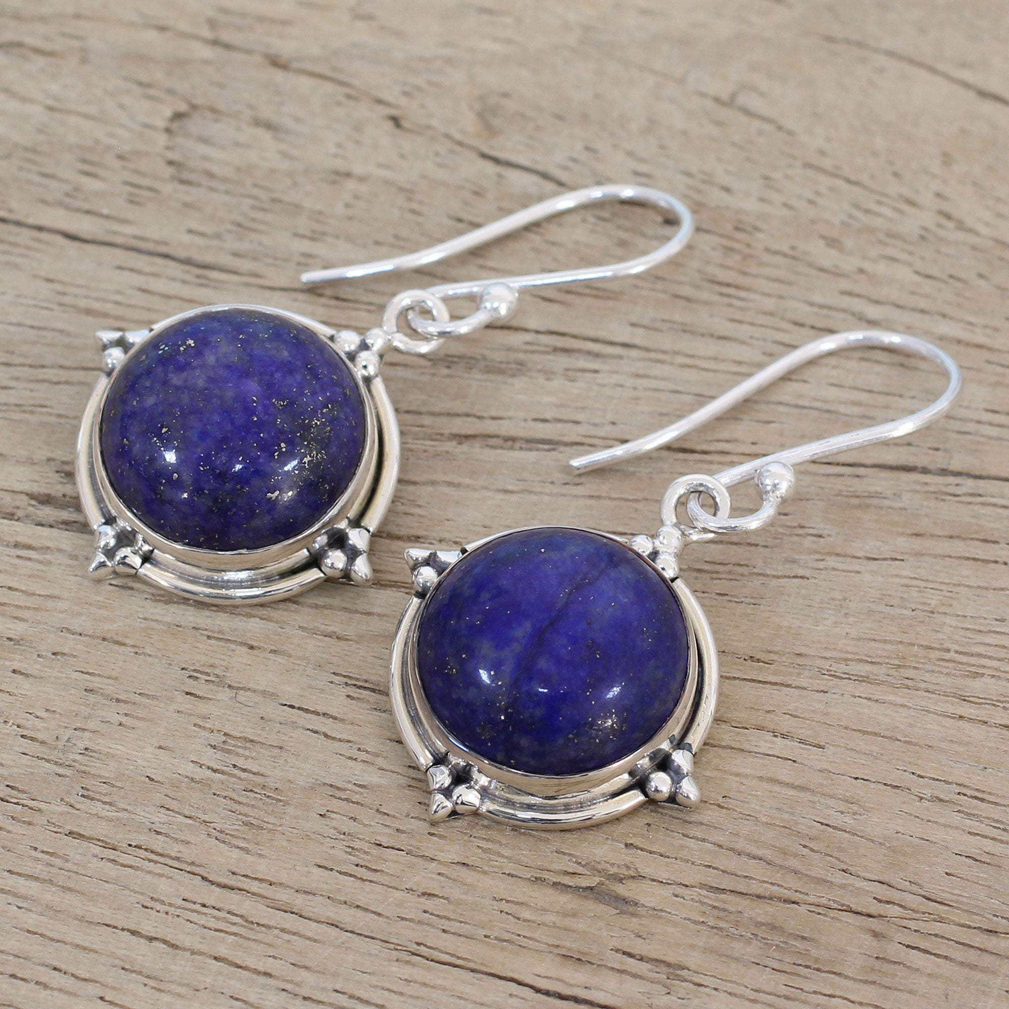 Premium Lapis Lazuli Sterling Silver Dangle Earrings - Handcrafted in India