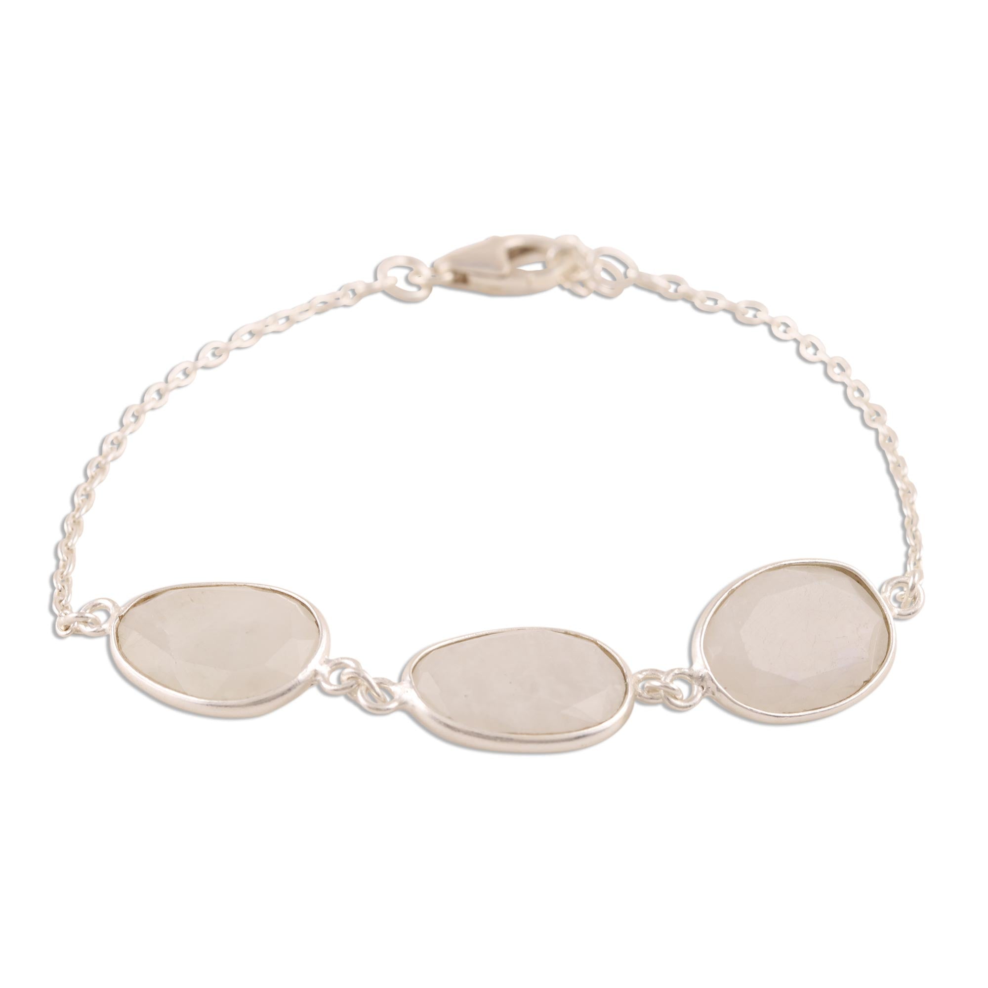 Premium Rainbow Glisten 18-Carat Moonstone Bracelet - Handcrafted in India