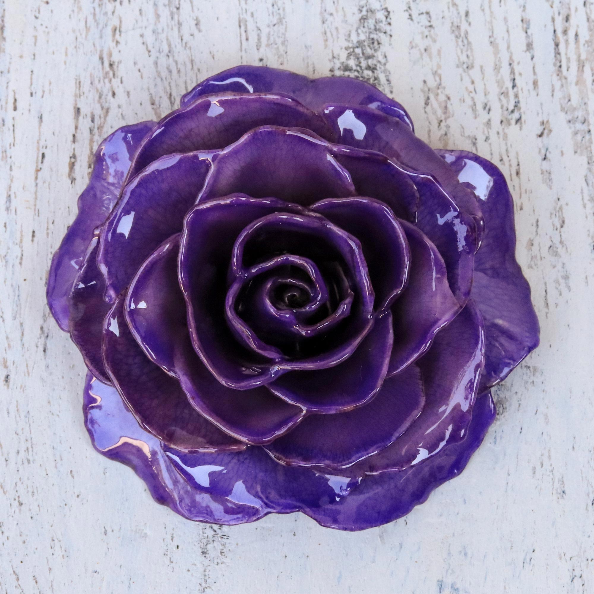 Premium Purple Gold-Plated Rose Brooch - Handmade Elegance