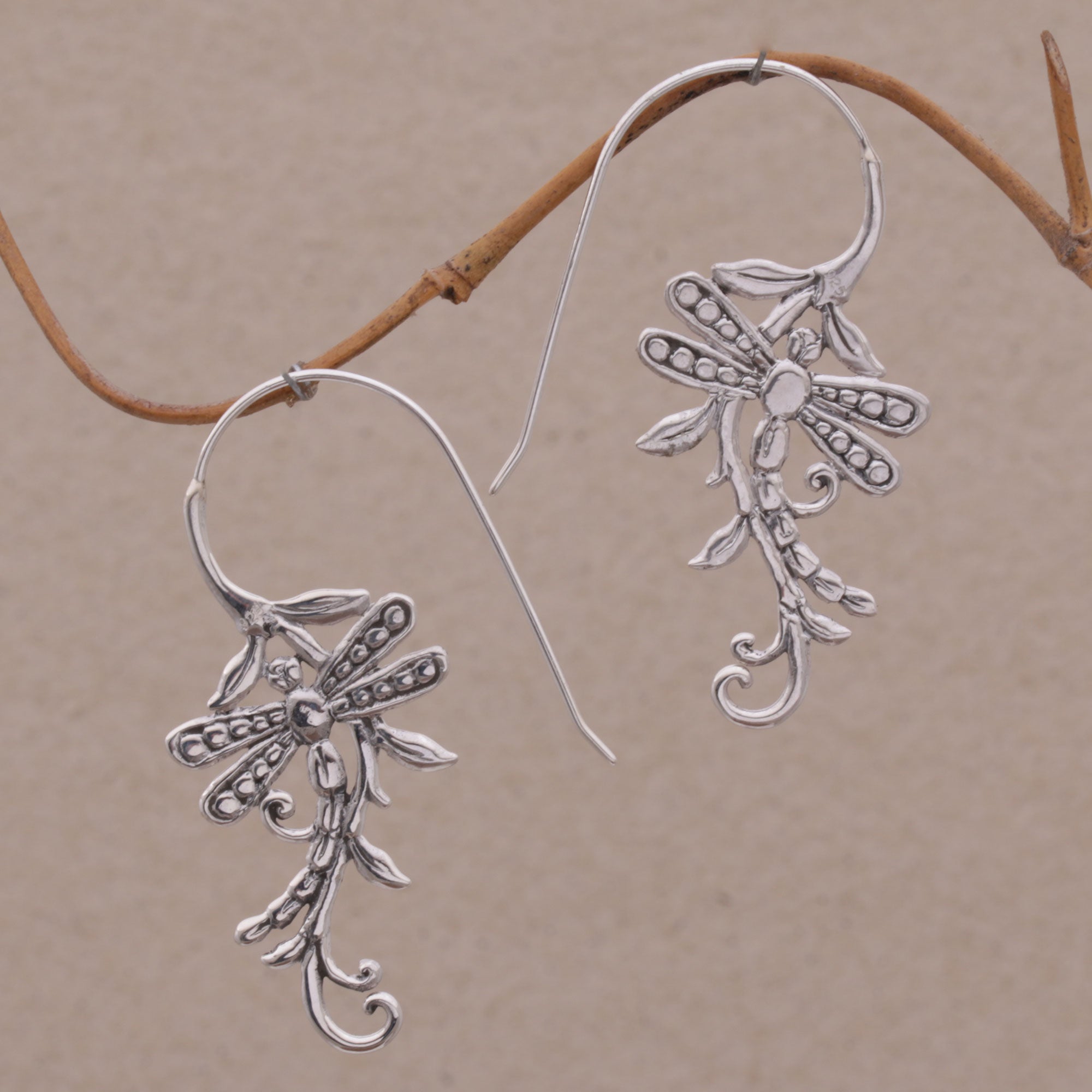 Premium Dragonfly Allure Sterling Silver Drop Earrings