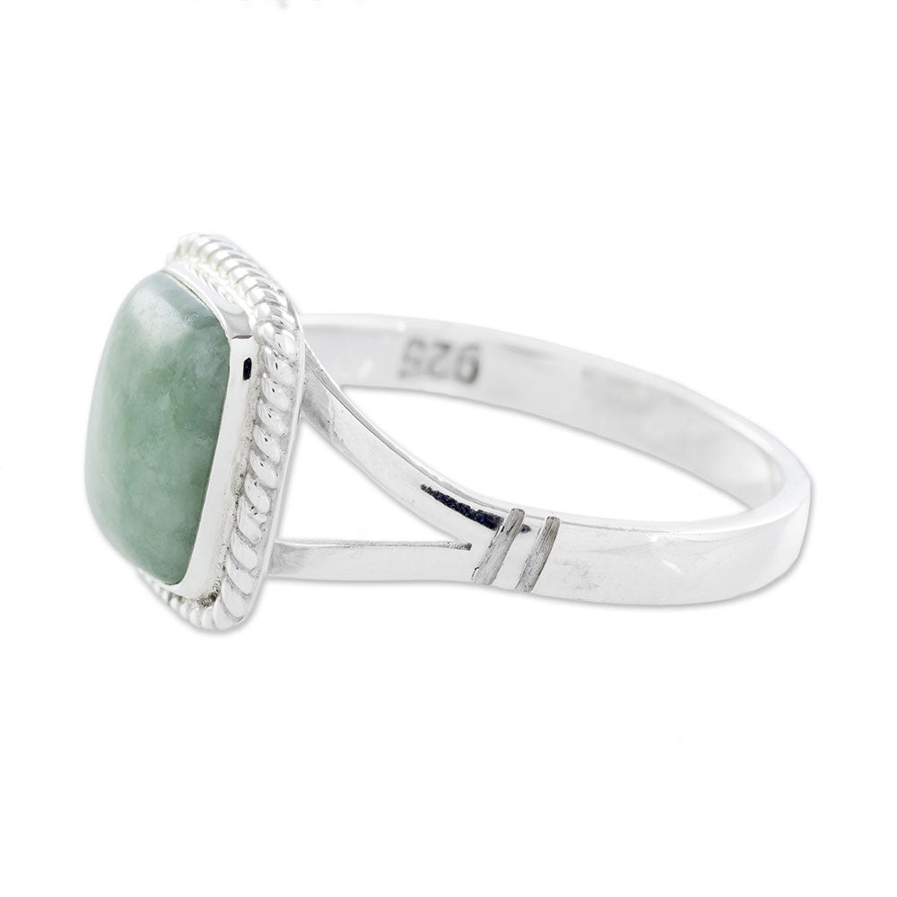 Premium Divine Jade & Sterling Silver Ring - Handcrafted Elegance