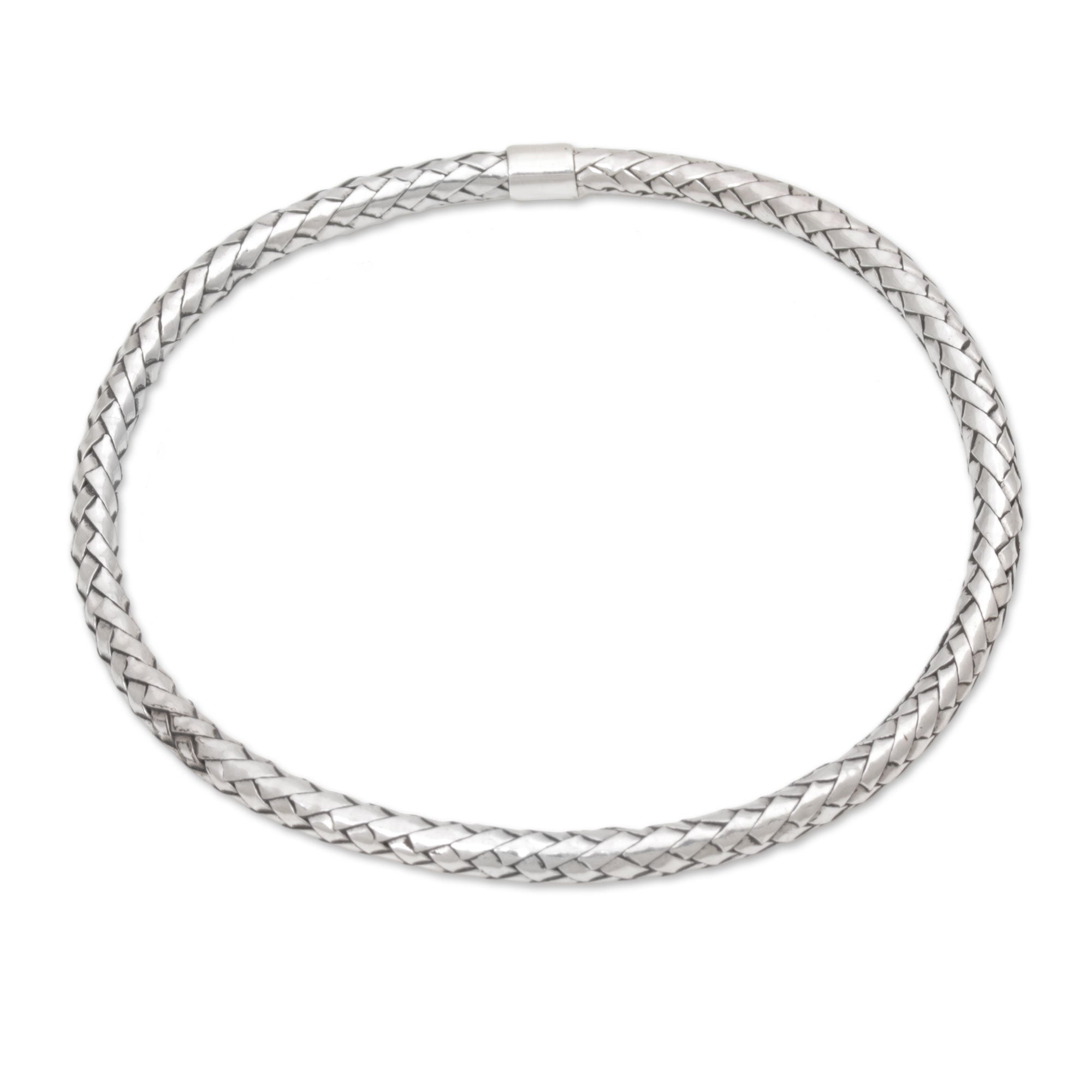 Premium Handwoven Sterling Silver Bangle Bracelet – Artisan Crafted in Indonesia