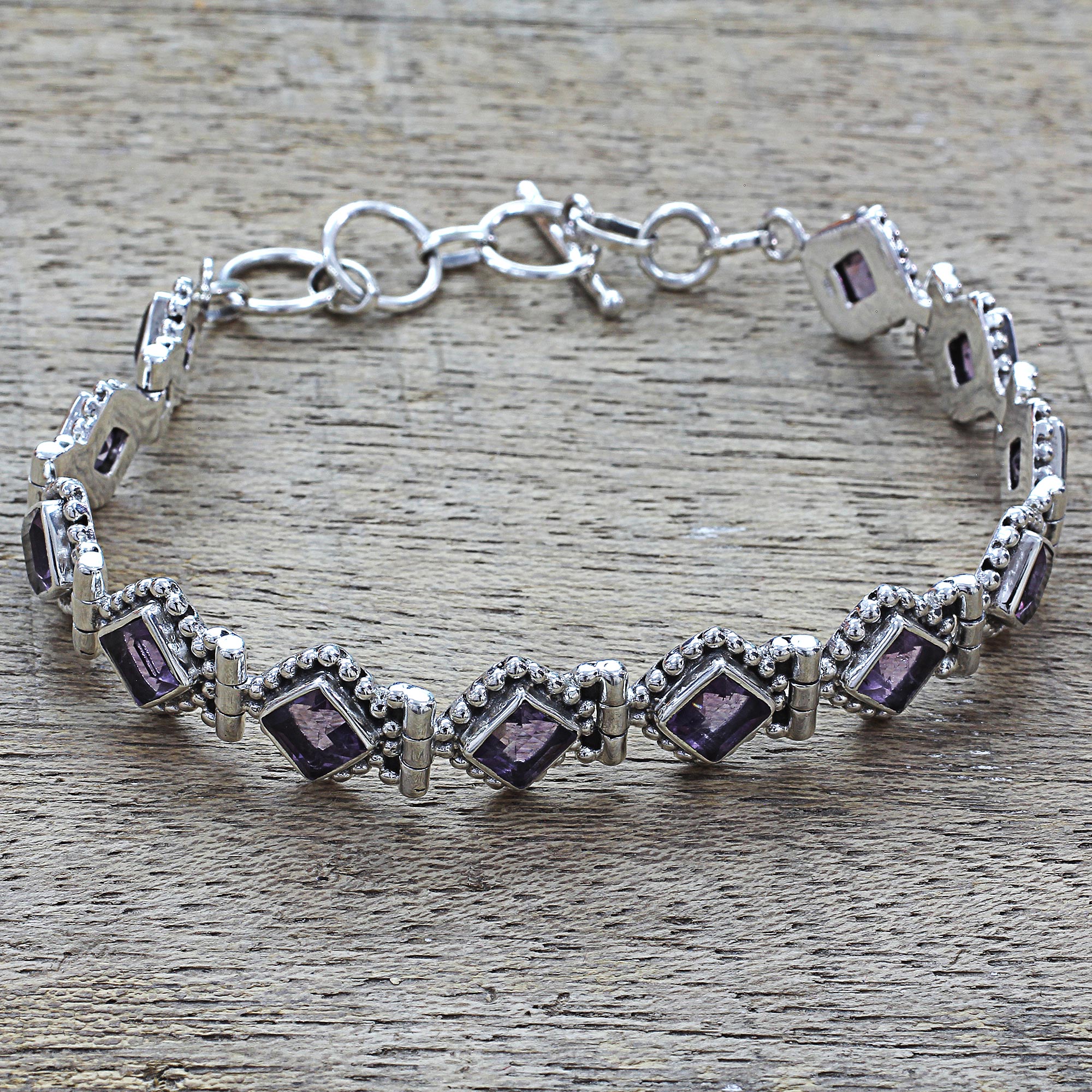 Premium Purple Voyage Amethyst Sterling Silver Tennis Bracelet – Handcrafted in India