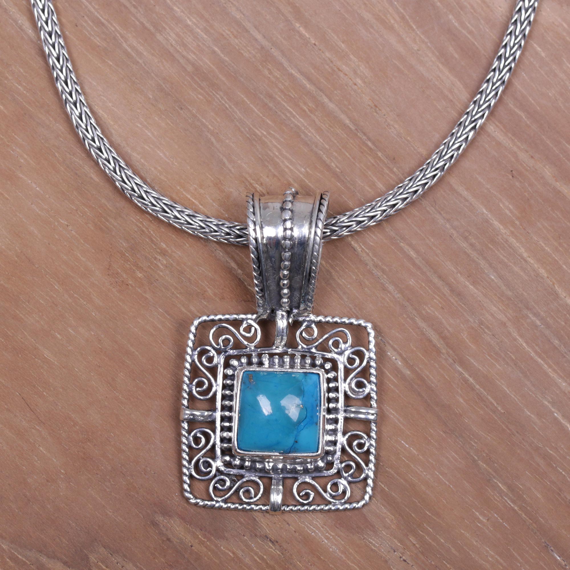 Premium Blue Regency Turquoise Pendant Necklace - Handcrafted Luxury