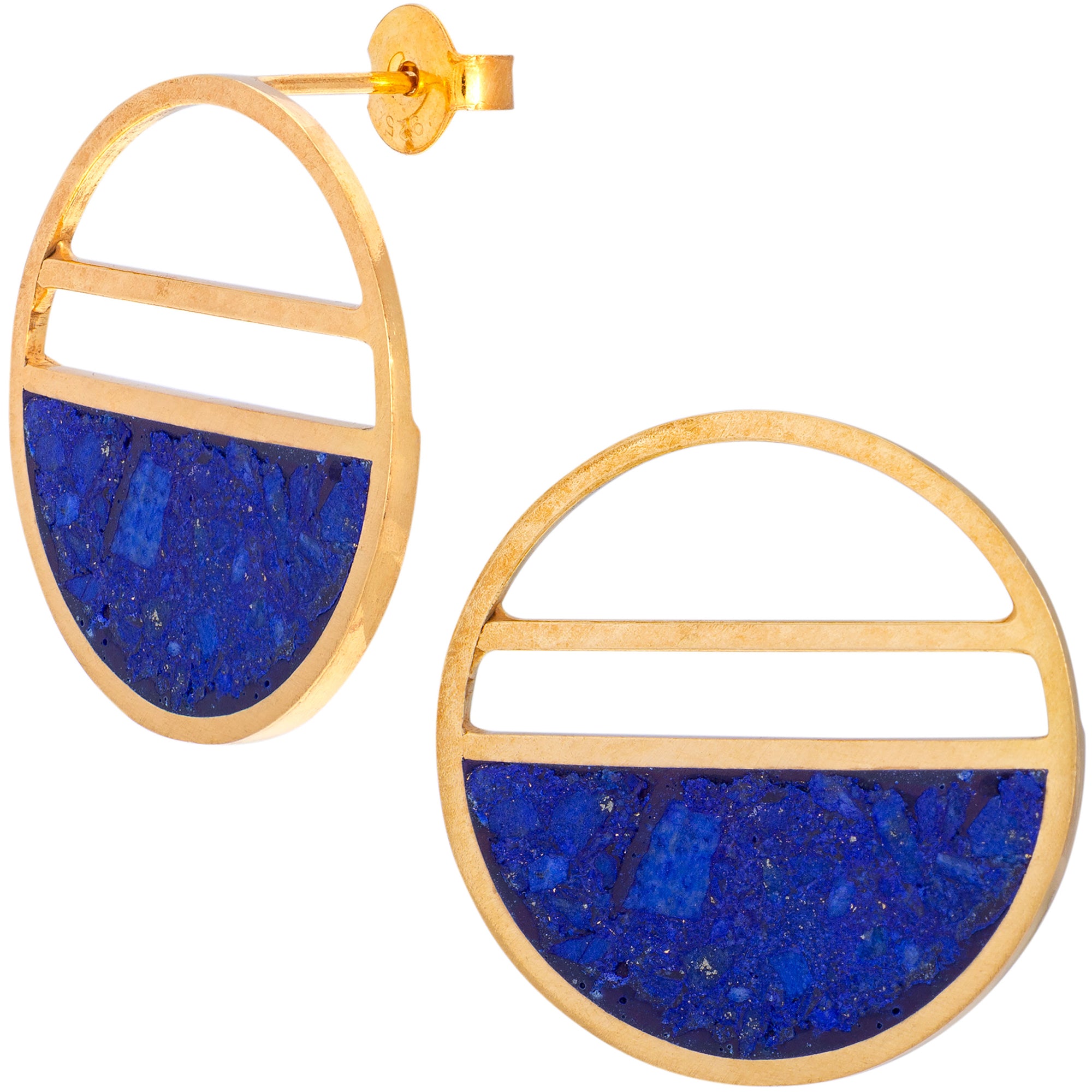 Premium Lapis Minimalist Earrings - Handcrafted Fair Trade Jewelry