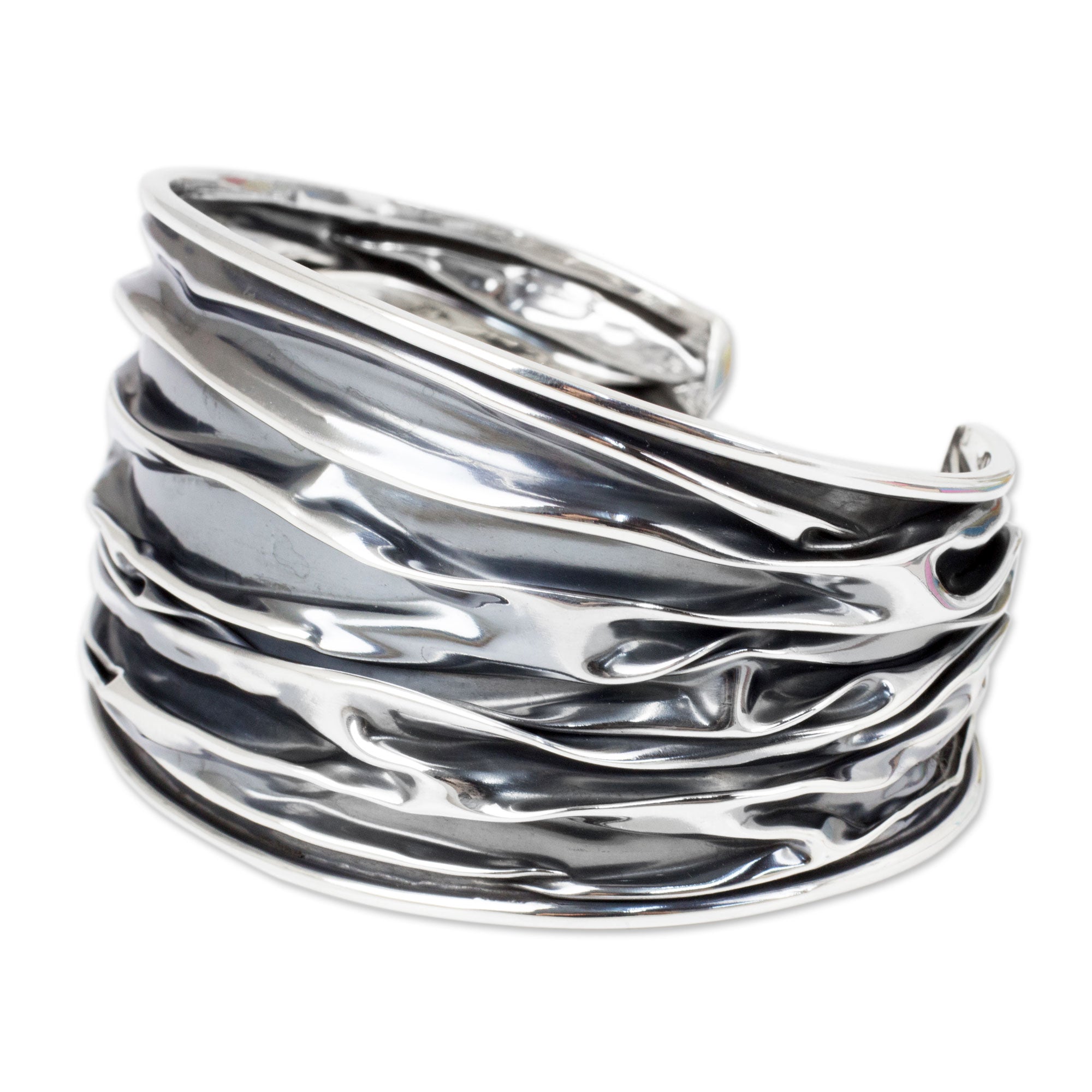 Premium Handcrafted Wide River Sterling Silver Cuff Bracelet