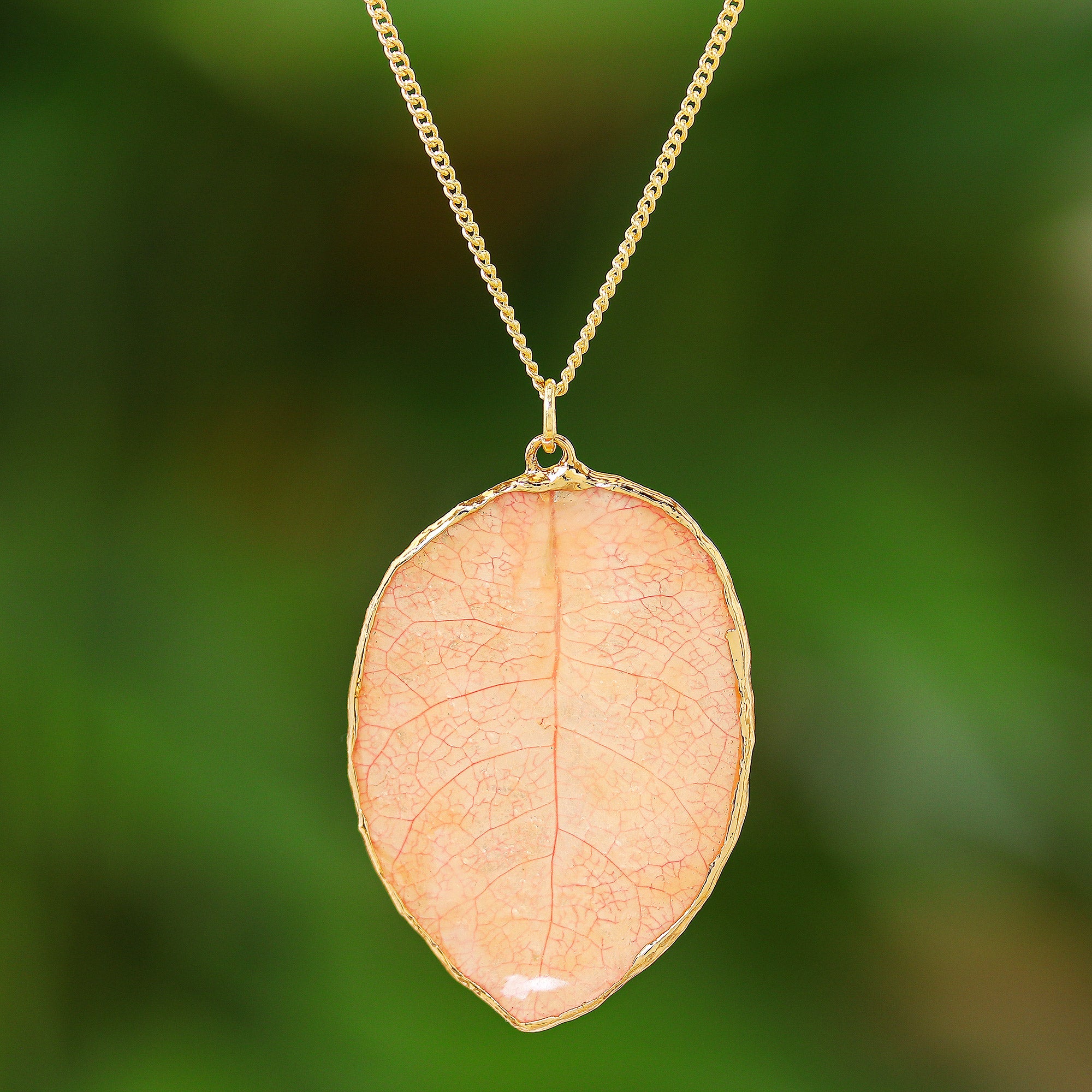 Premium Gold-Plated Bougainvillea Pendant Necklace - Ultimate Thai Artisan Craft