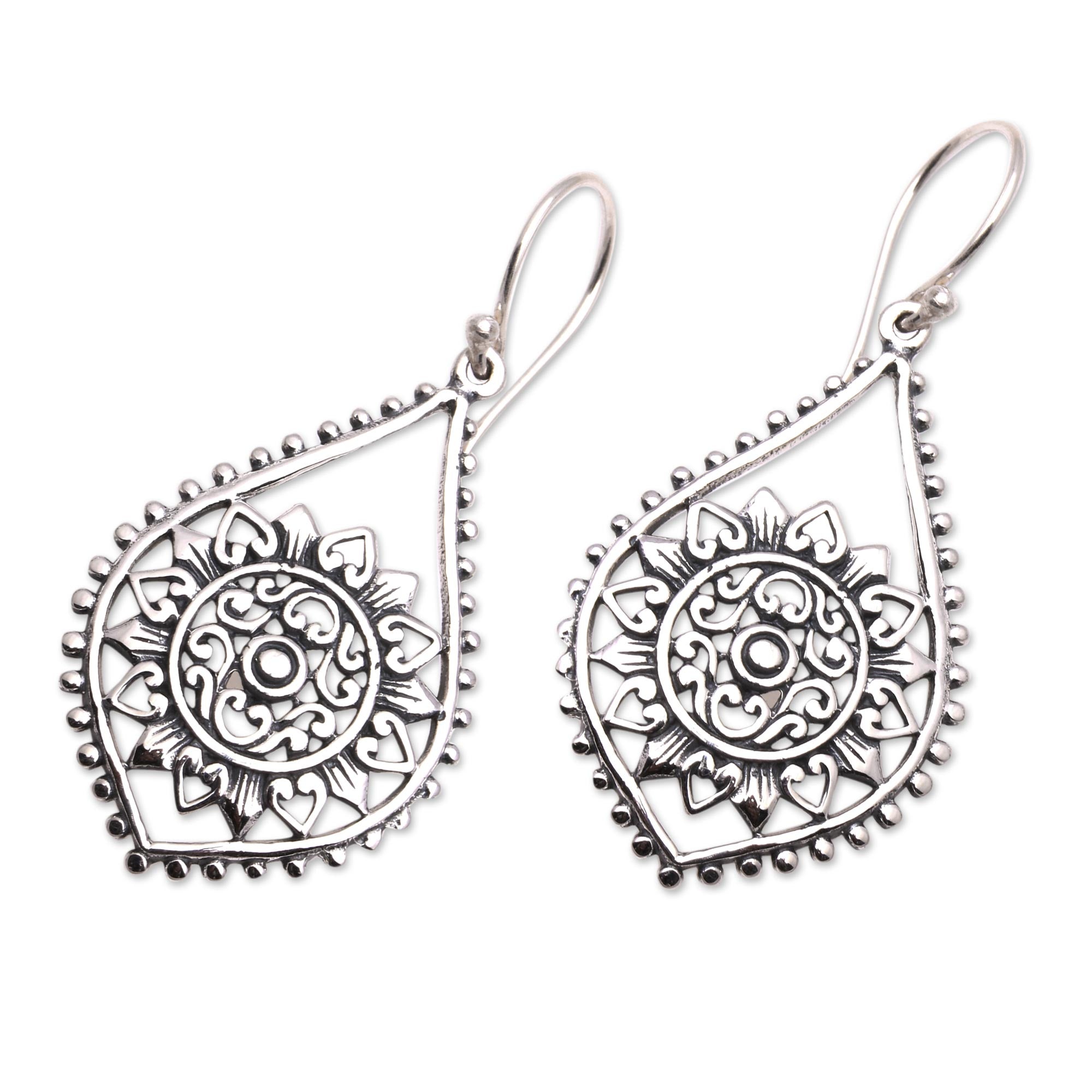 Premium Jagaraga Sun Dangle Earrings – Handcrafted Sterling Silver Bali Jewelry