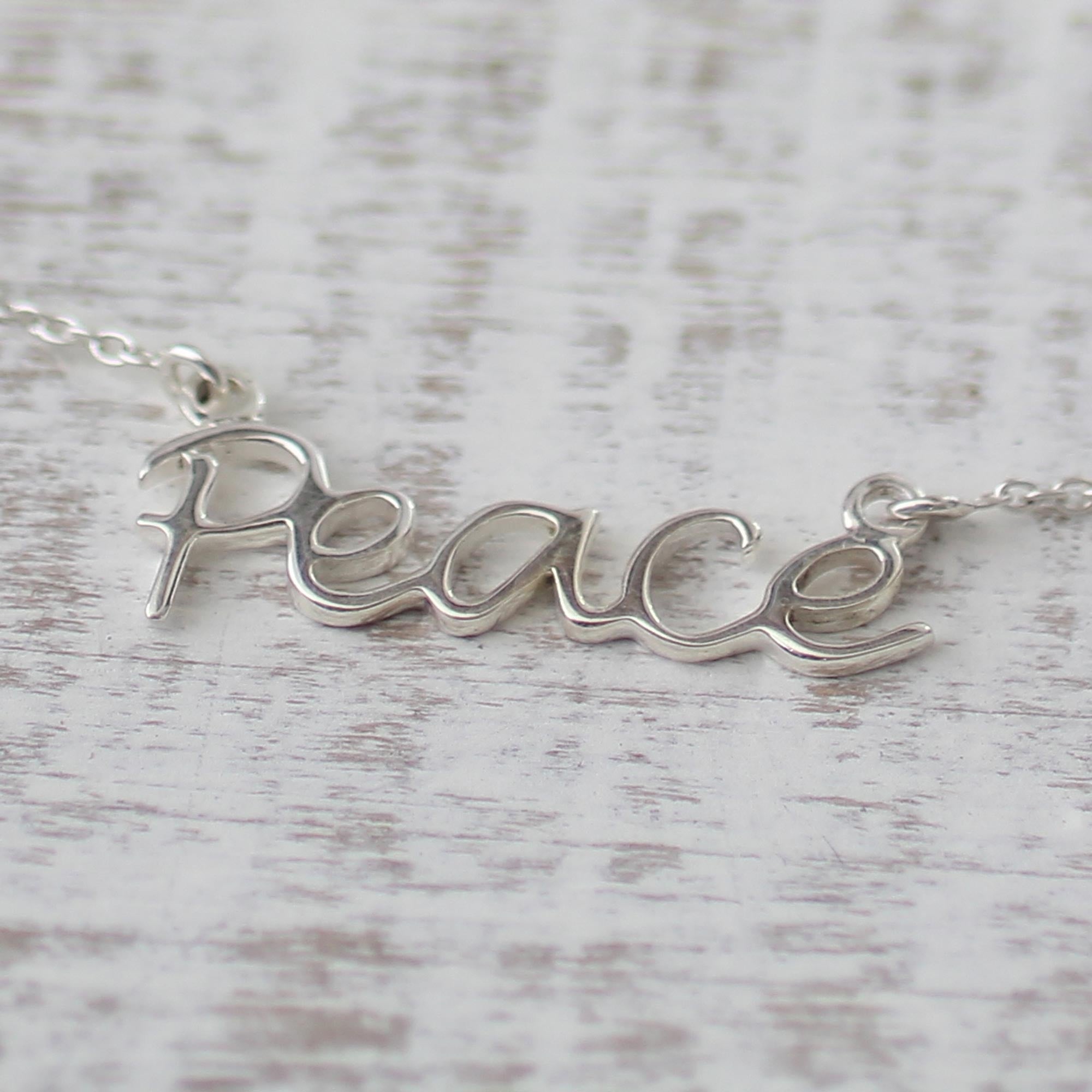 Premium Peace Mantra Silver Pendant Necklace - Handcrafted Harmony