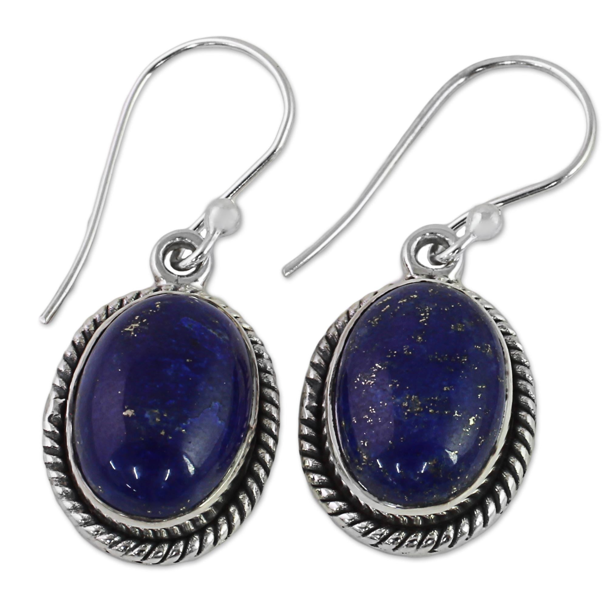 Premium Lapis Lazuli Sterling Silver Dangle Earrings – Deep Blue Grandeur