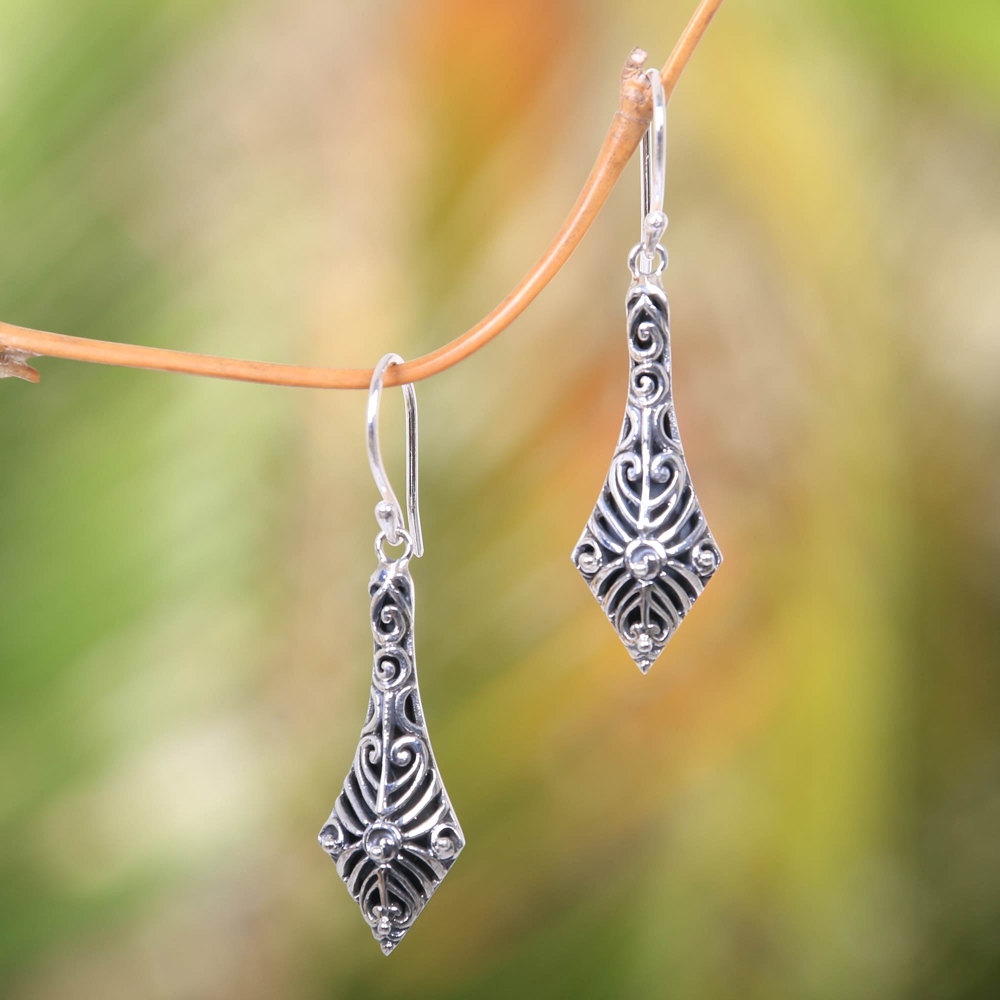 Premium Balinese Kite-Inspired Sterling Silver Dangle Earrings