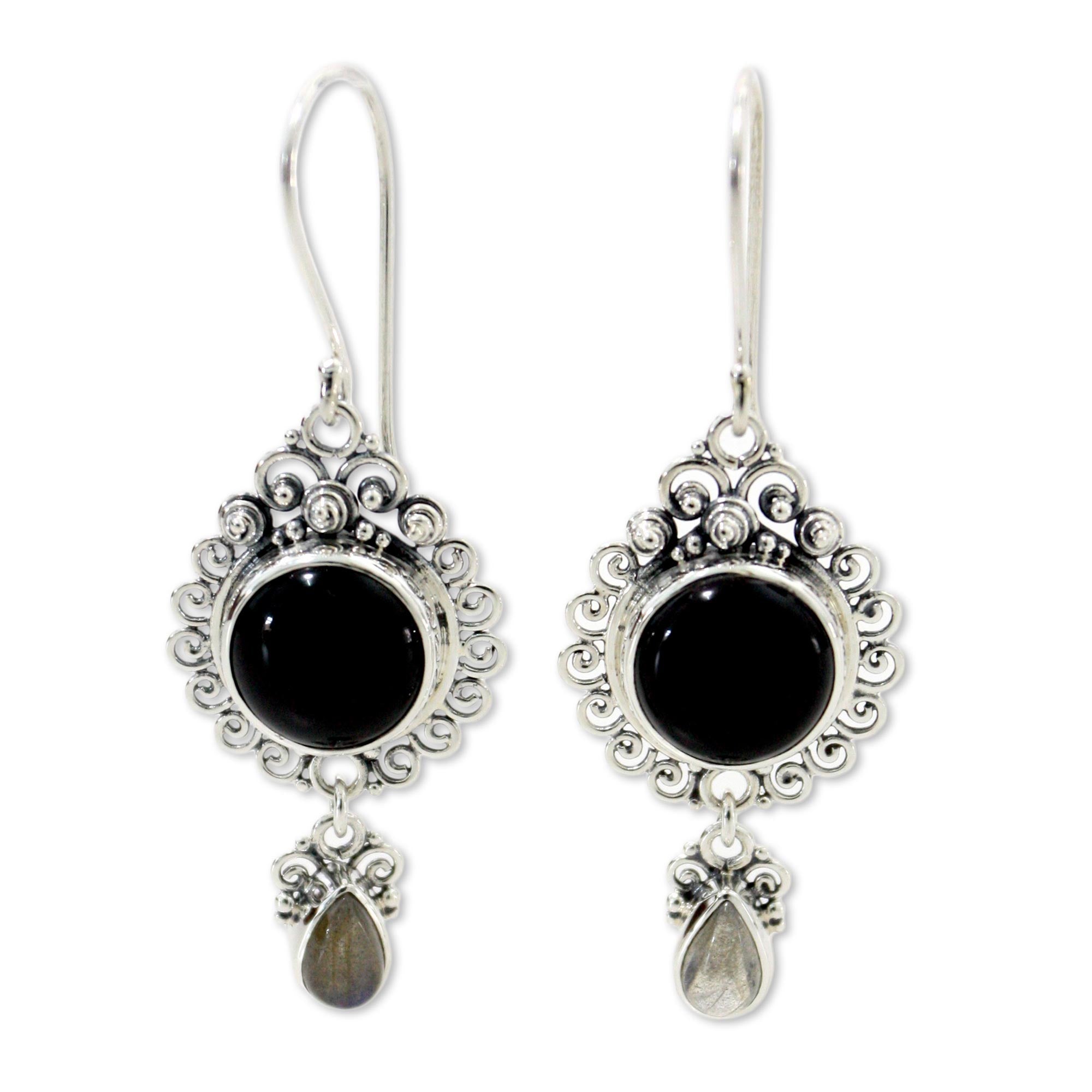 Premium Midnight Tears Dangle Earrings - Sterling Silver & Onyx