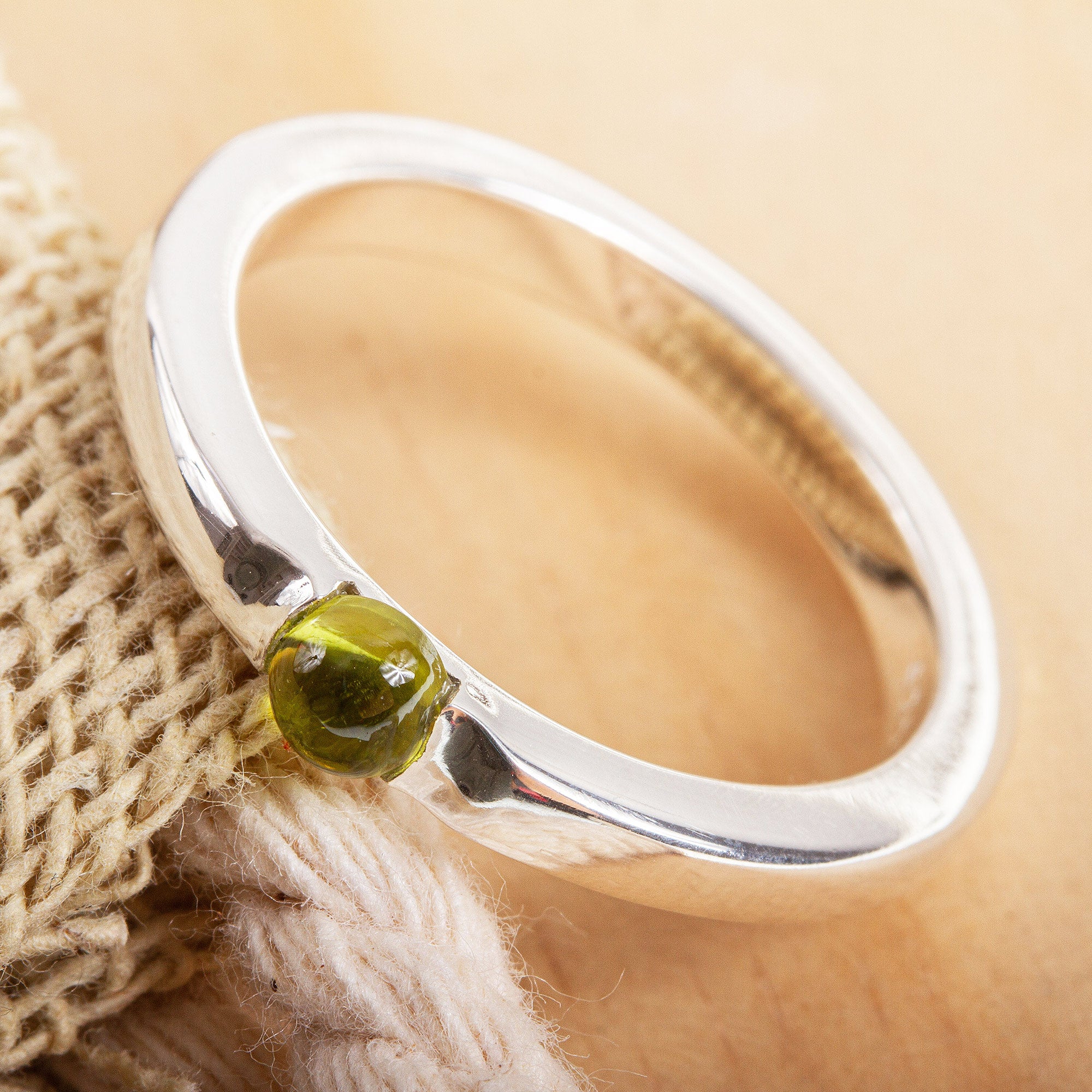 Premium Natural Peridot Solitaire Ring - Handcrafted Sterling Silver