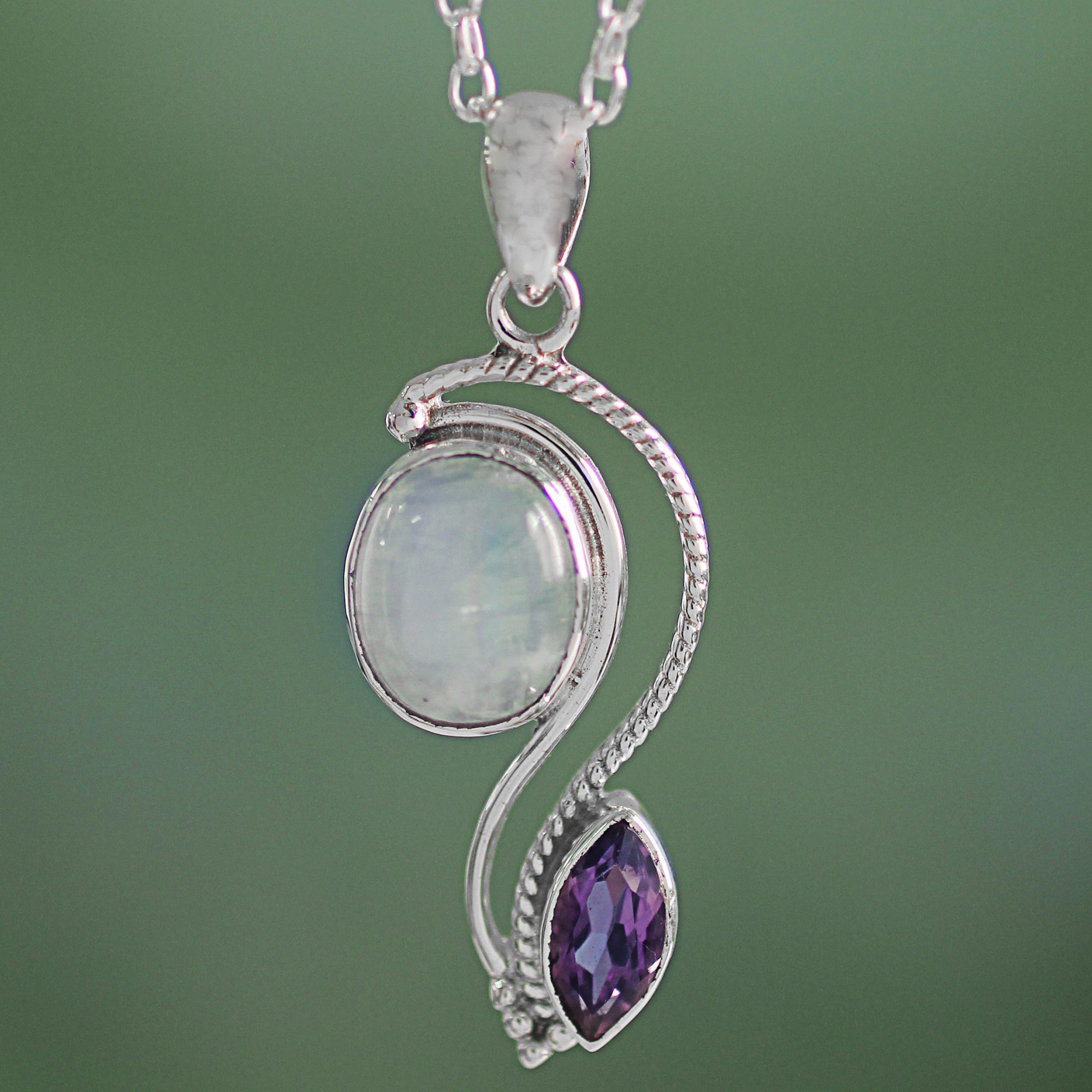 Premium Multi-Gem Sterling Silver Pendant Necklace - Handcrafted Elegance