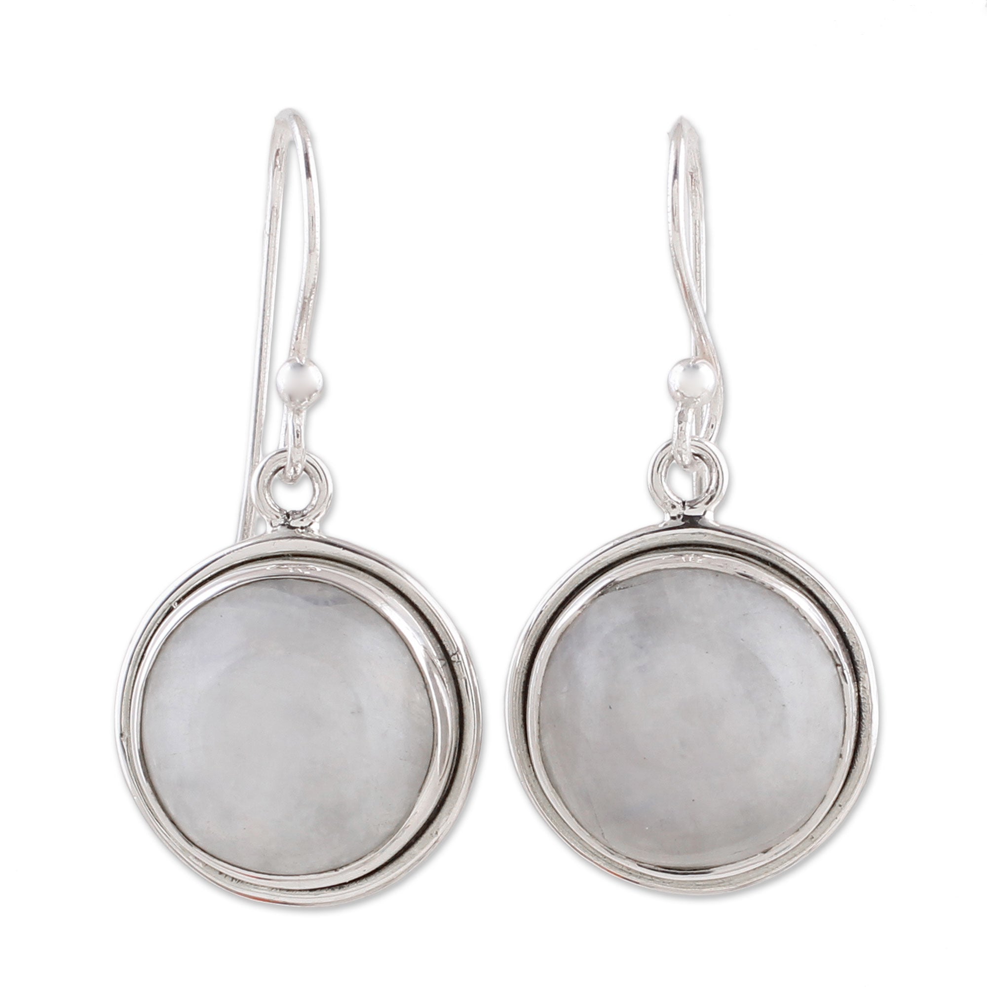 Premium Alluring Mist Rainbow Moonstone Dangle Earrings - Handcrafted by Indian Artisans