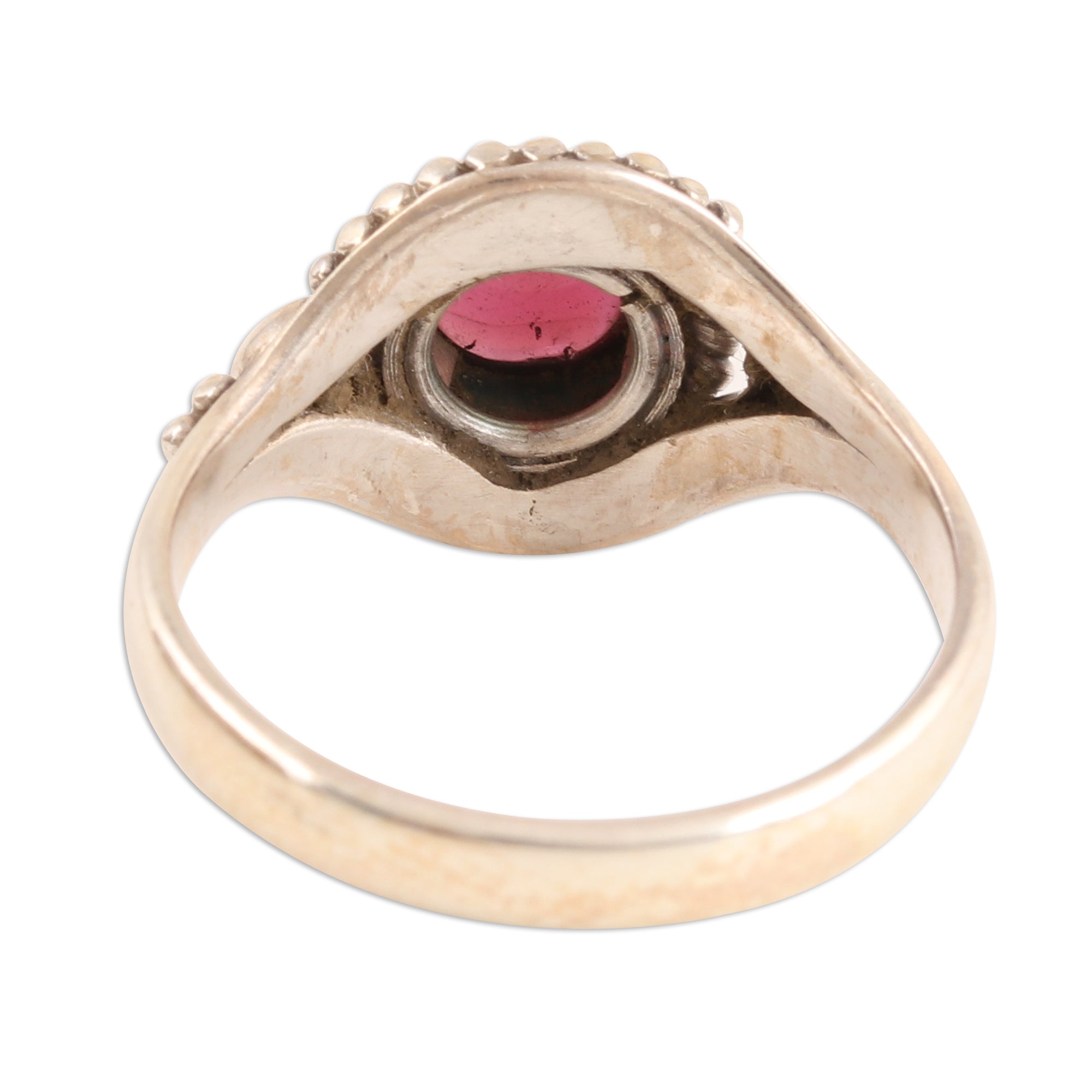 Premium Moon Garnet & Sterling Silver Cocktail Ring - Handcrafted in India