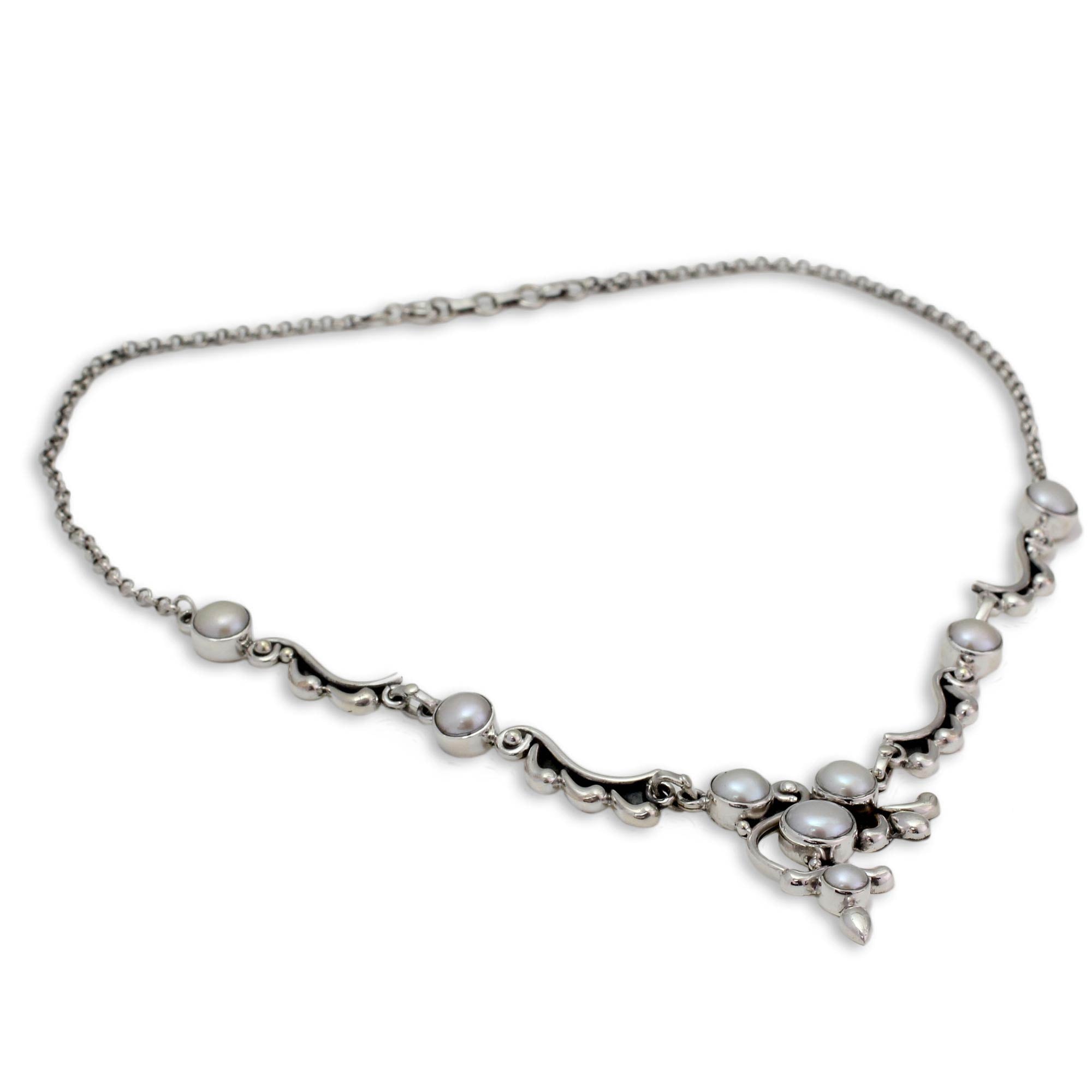 Elegant Cloud Song Pearl Necklace - Premium Sterling Silver Bridal Jewelry