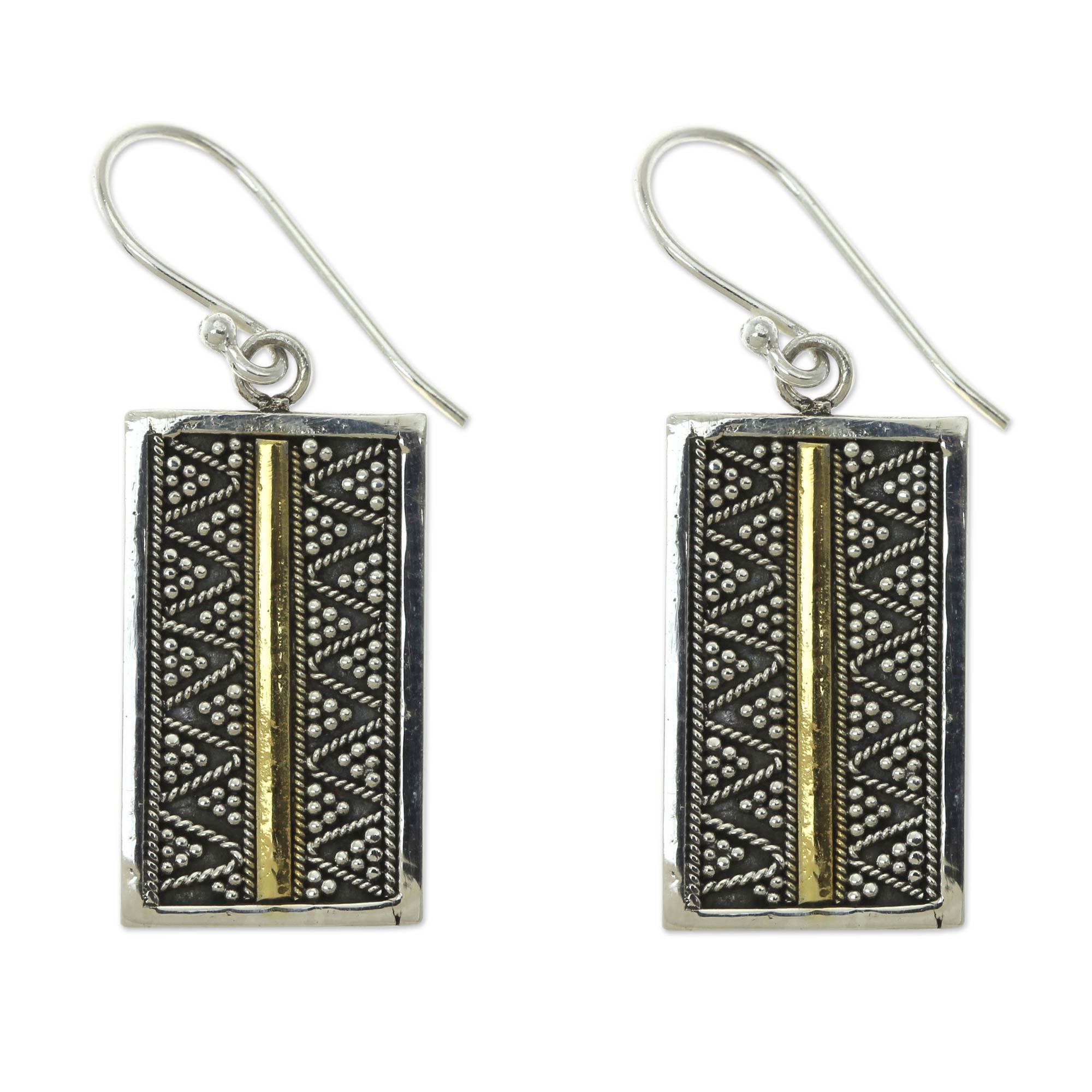 Premium Fair Trade Silver Earrings with 18k Gold Accents - Temple Gate Collection