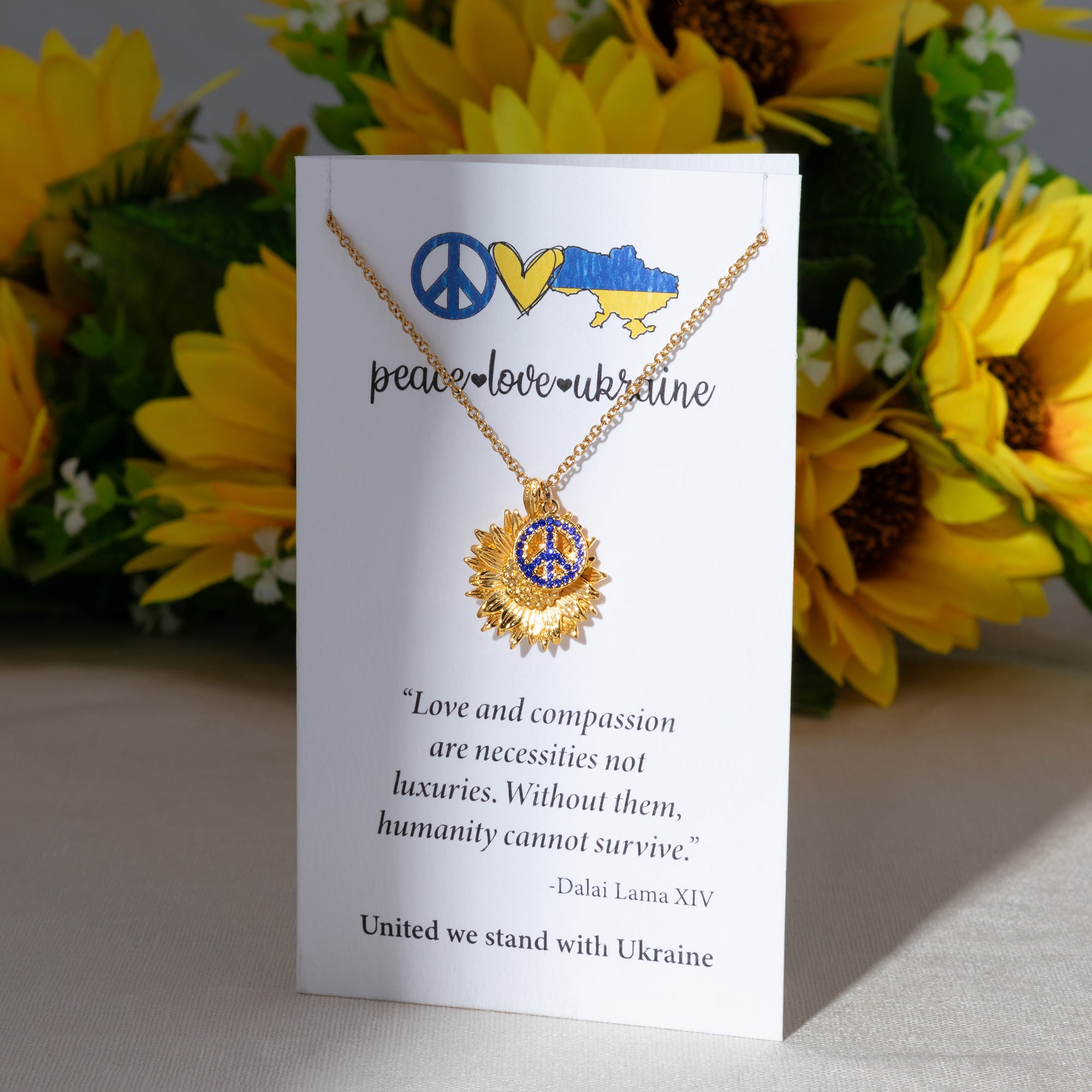 Premium Peace for Ukraine Gold-Plated Necklace - Symbol of Hope & Support