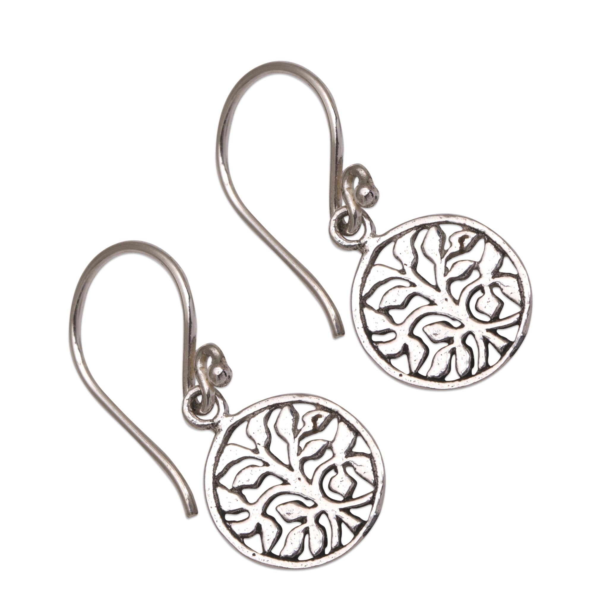 Premium Bali Sterling Silver Leafy Tree Dangle Earrings – Handcrafted Elegance