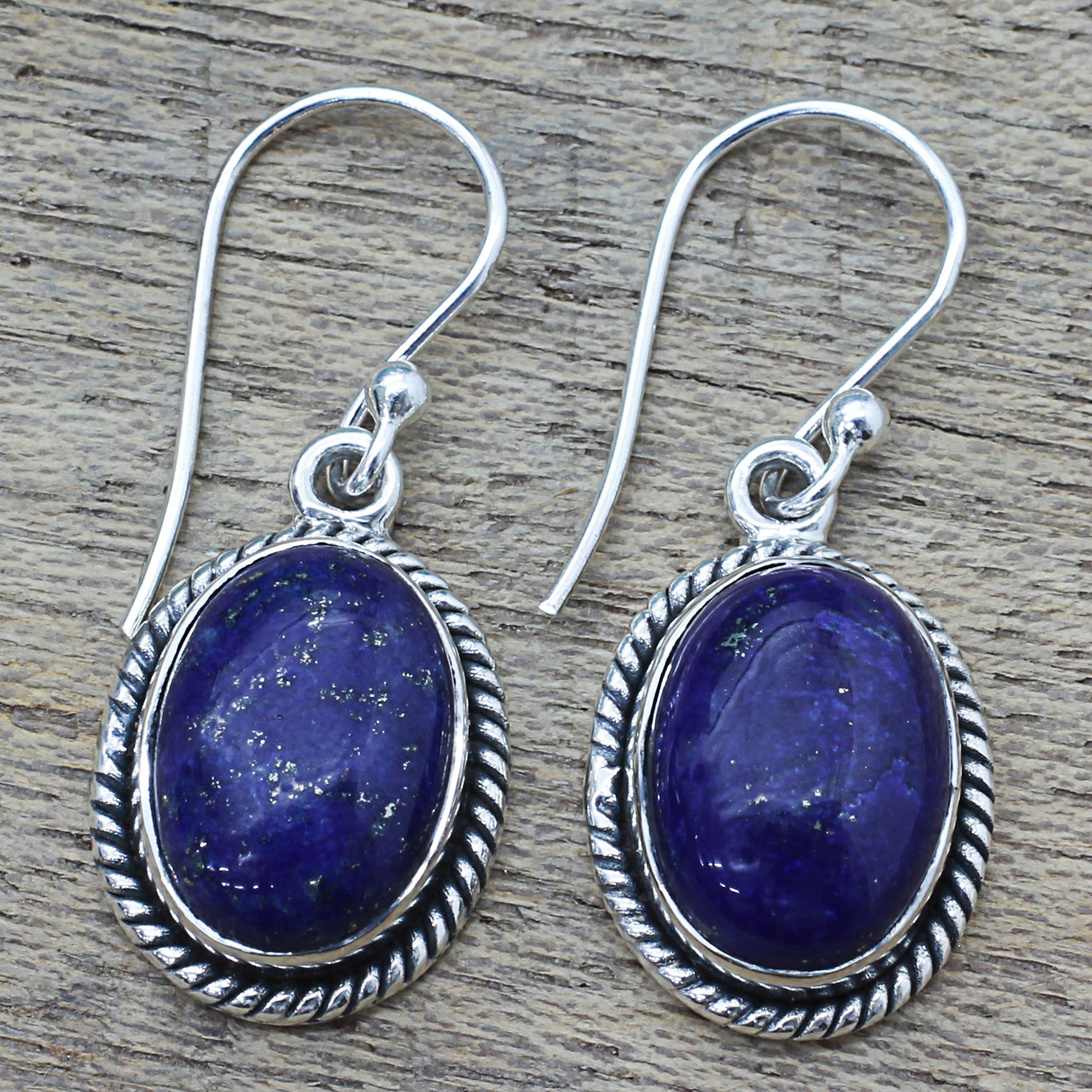 Premium Lapis Lazuli Sterling Silver Dangle Earrings – Deep Blue Grandeur