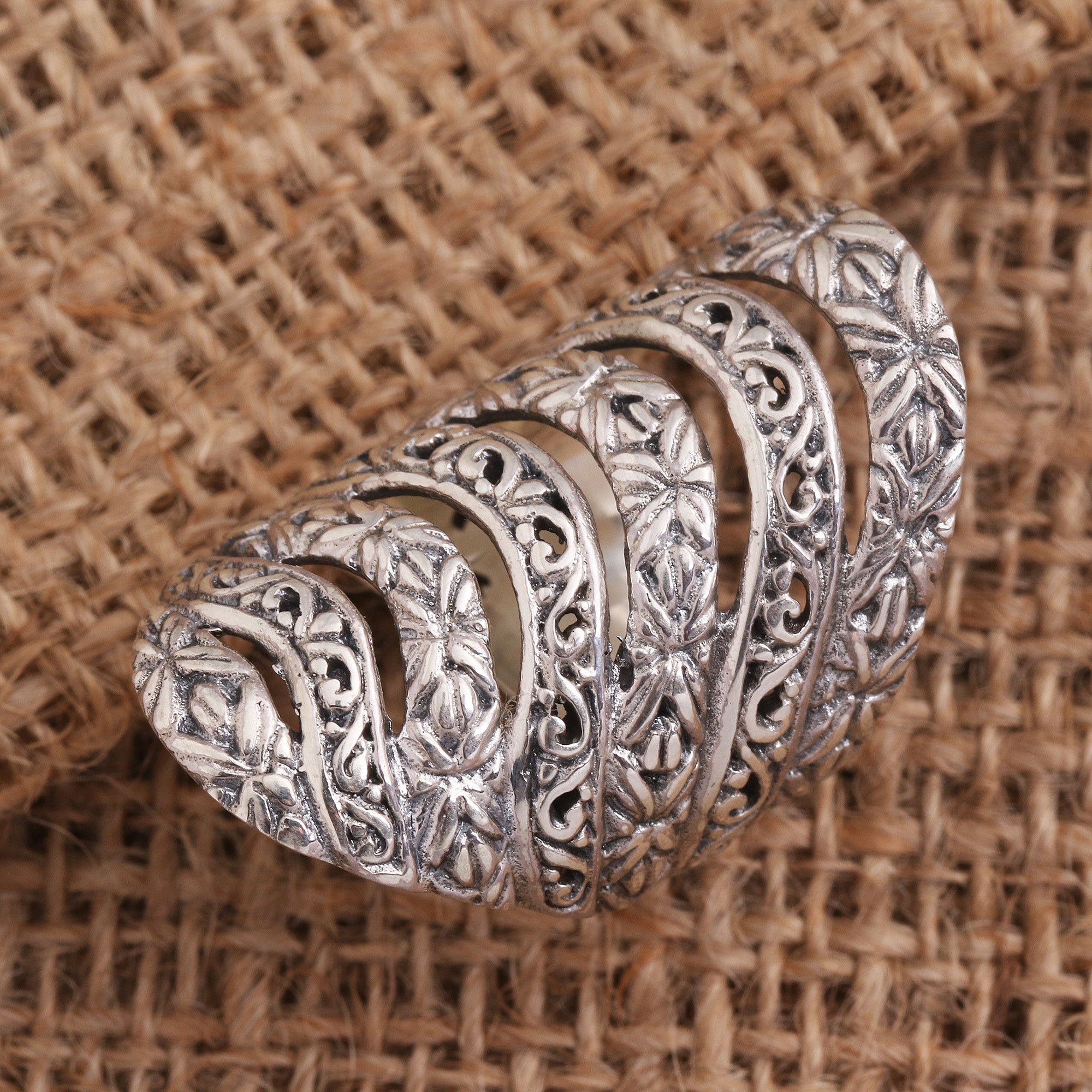 Premium Seven-Layer Sterling Silver Statement Ring - Alluring Layers Collection