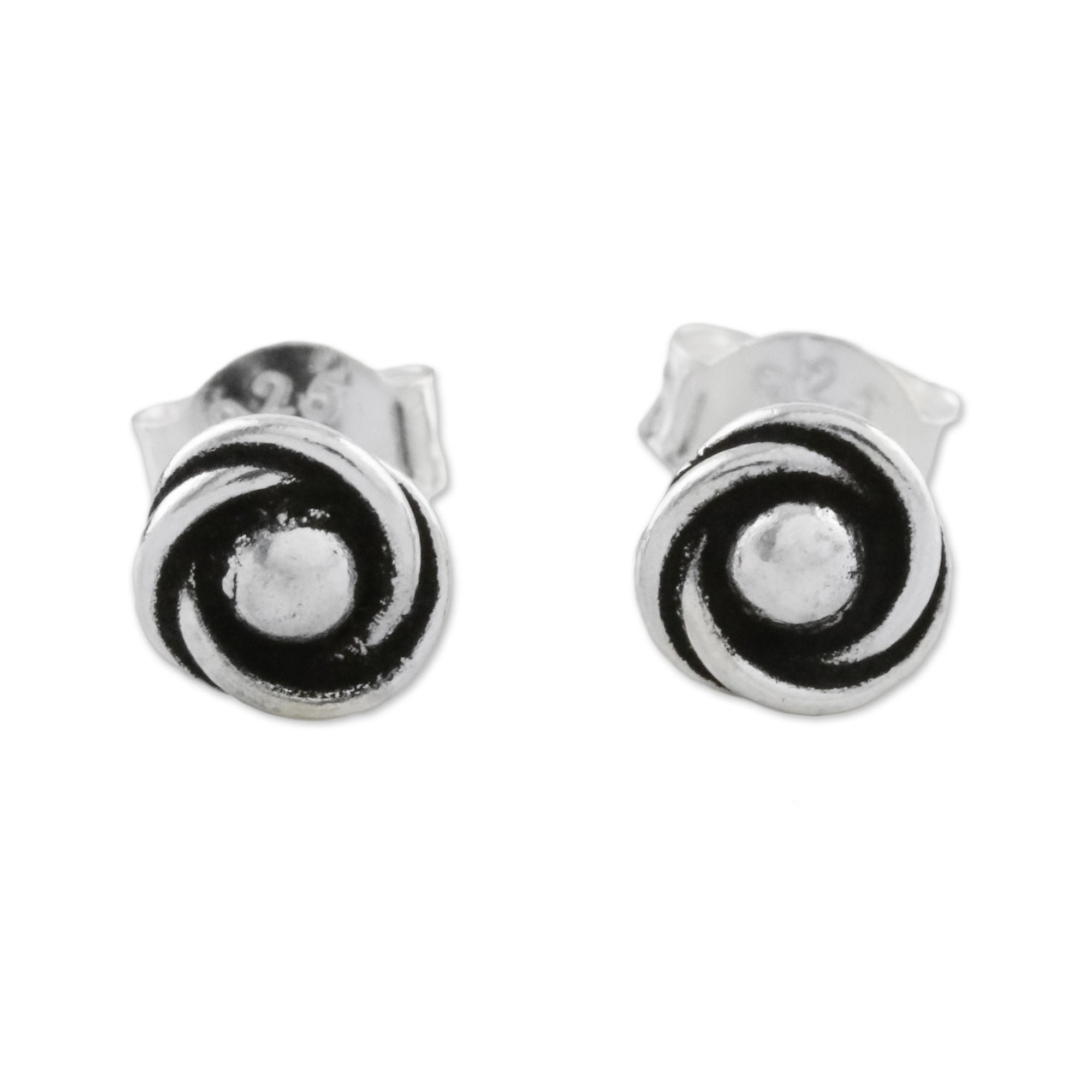 Premium Cyclone Gleam Sterling Silver Stud Earrings – Handcrafted Elegance