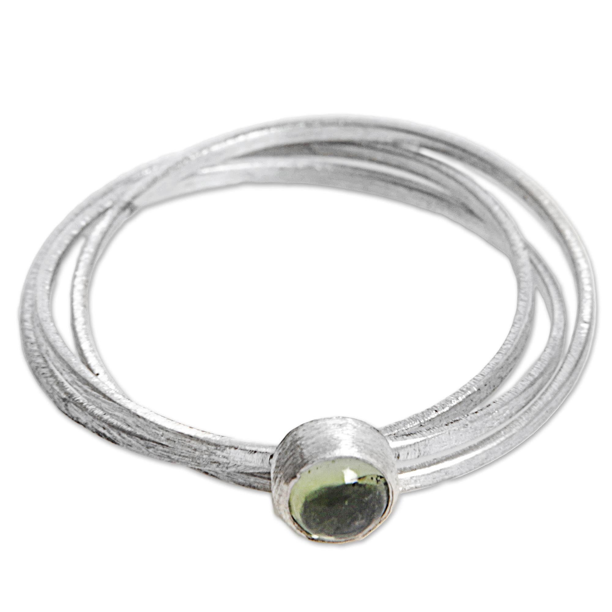 Premium Handmade Indonesian Peridot Sterling Silver Solitaire Ring - Magical Light Green Elegance