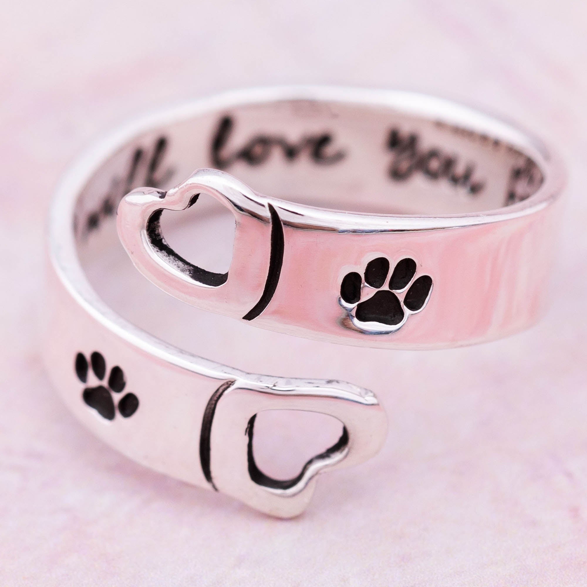 Ultimate Love Forever Adjustable Sterling Silver Paw Print Ring