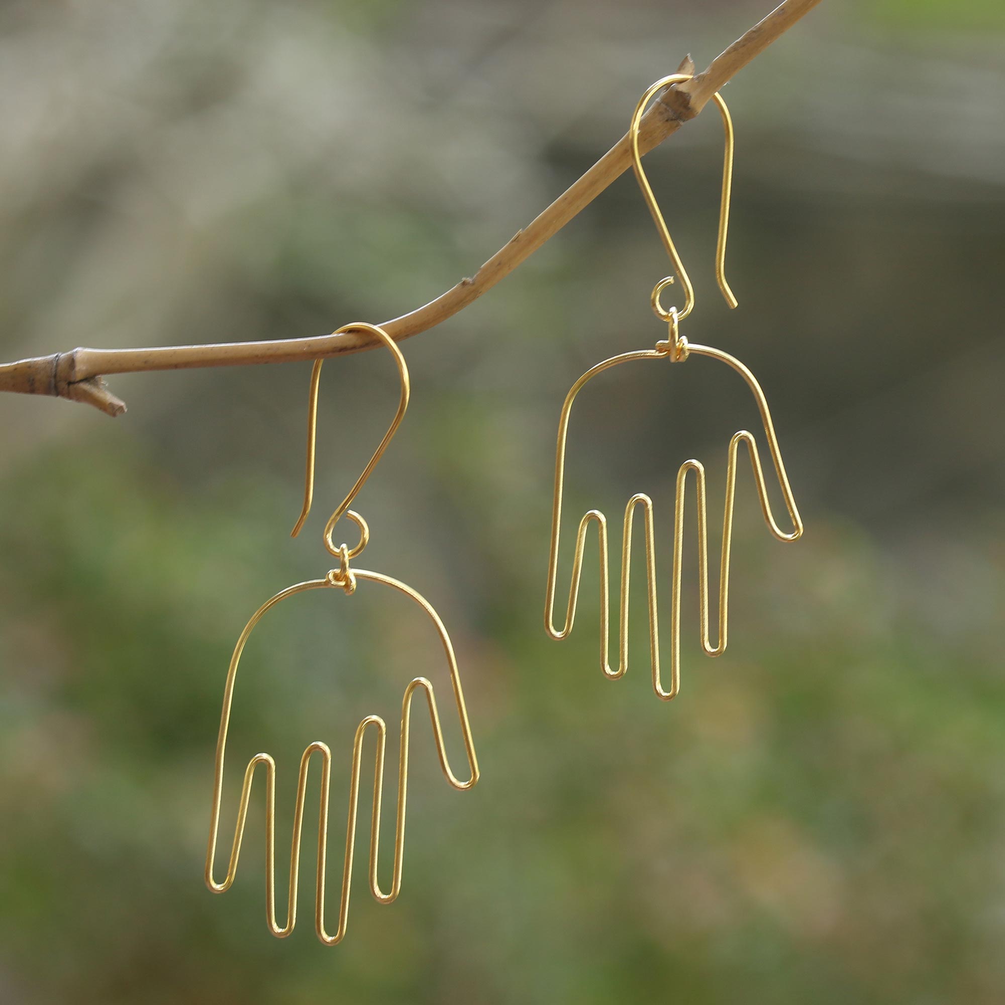 Premium Stretch Out Gold-Plated Balinese Dangle Earrings - Modern Art Inspired