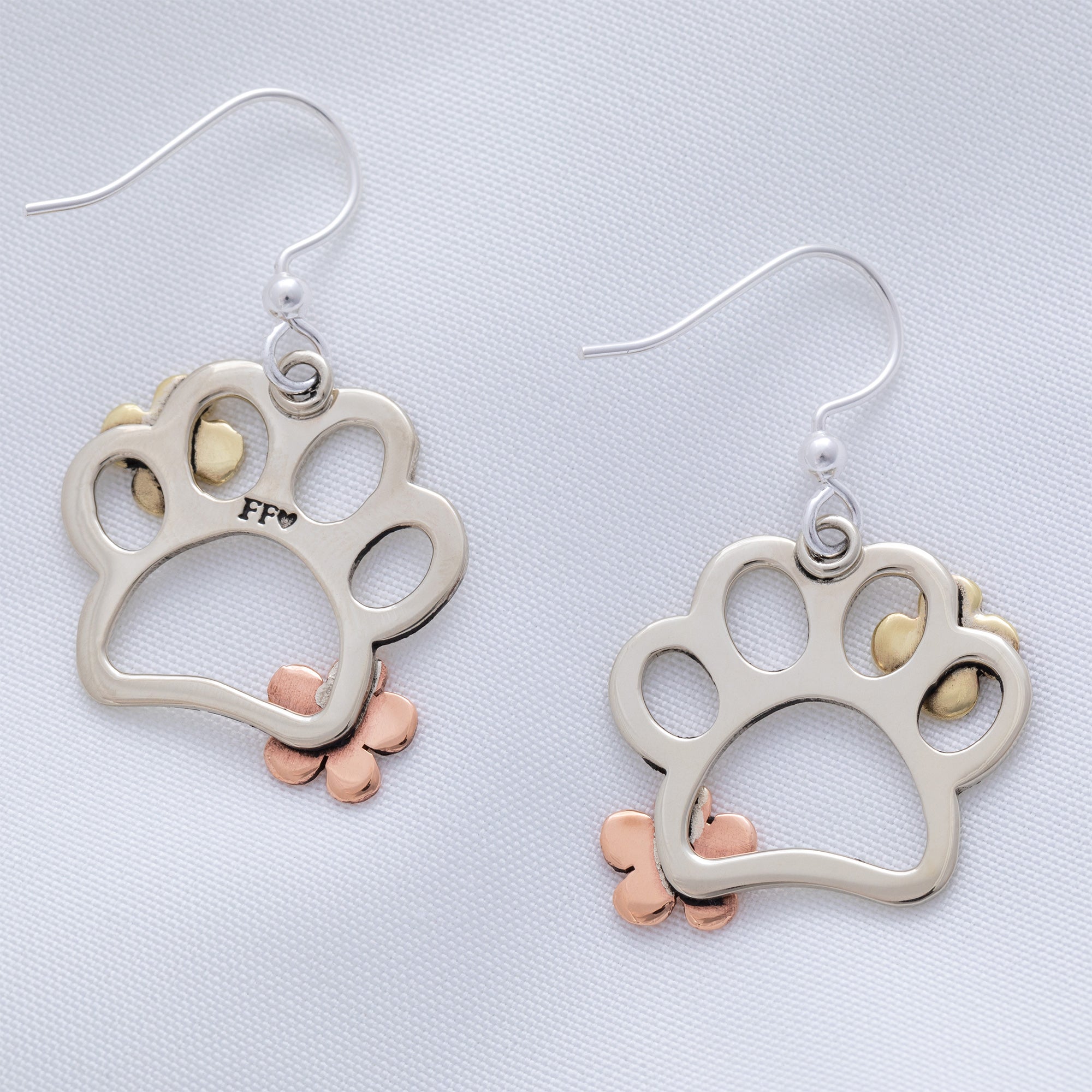 Premium Paws & Flowers Mixed Metal Earrings - Handcrafted Elegance