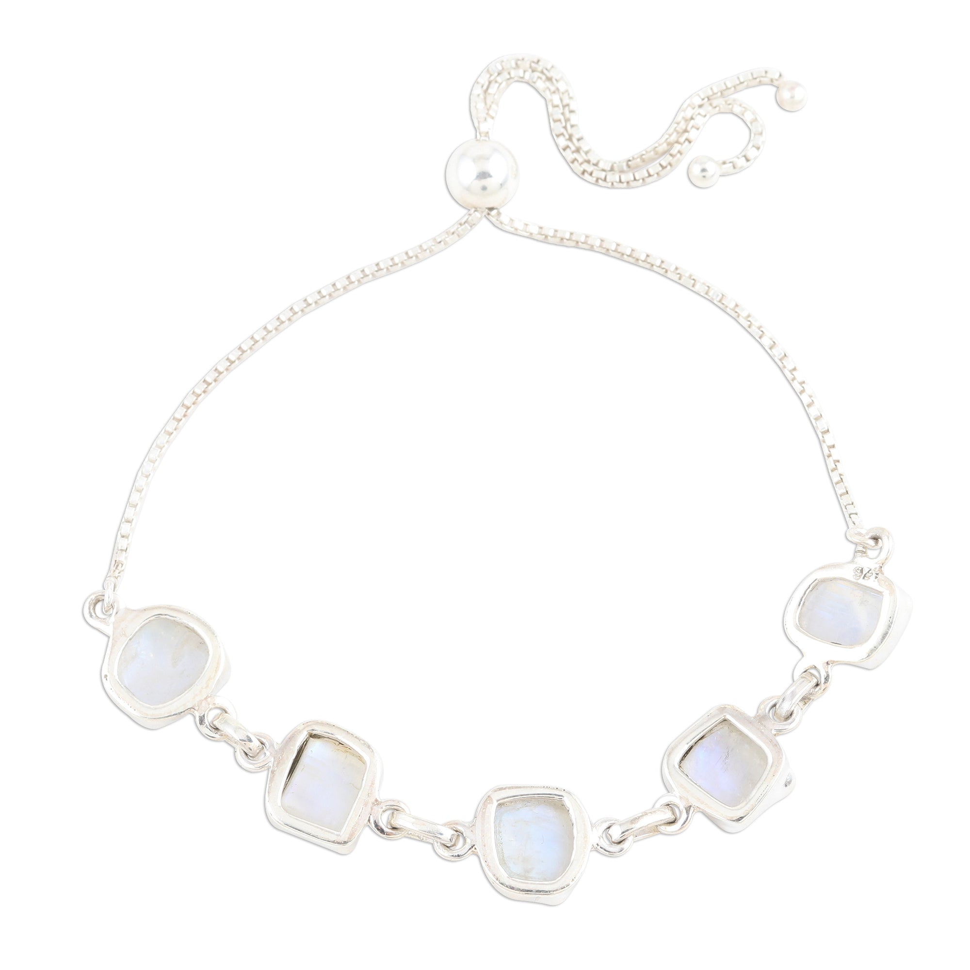 Premium Modern Harmony Rainbow Moonstone Bracelet | Adjustable Silver Jewelry